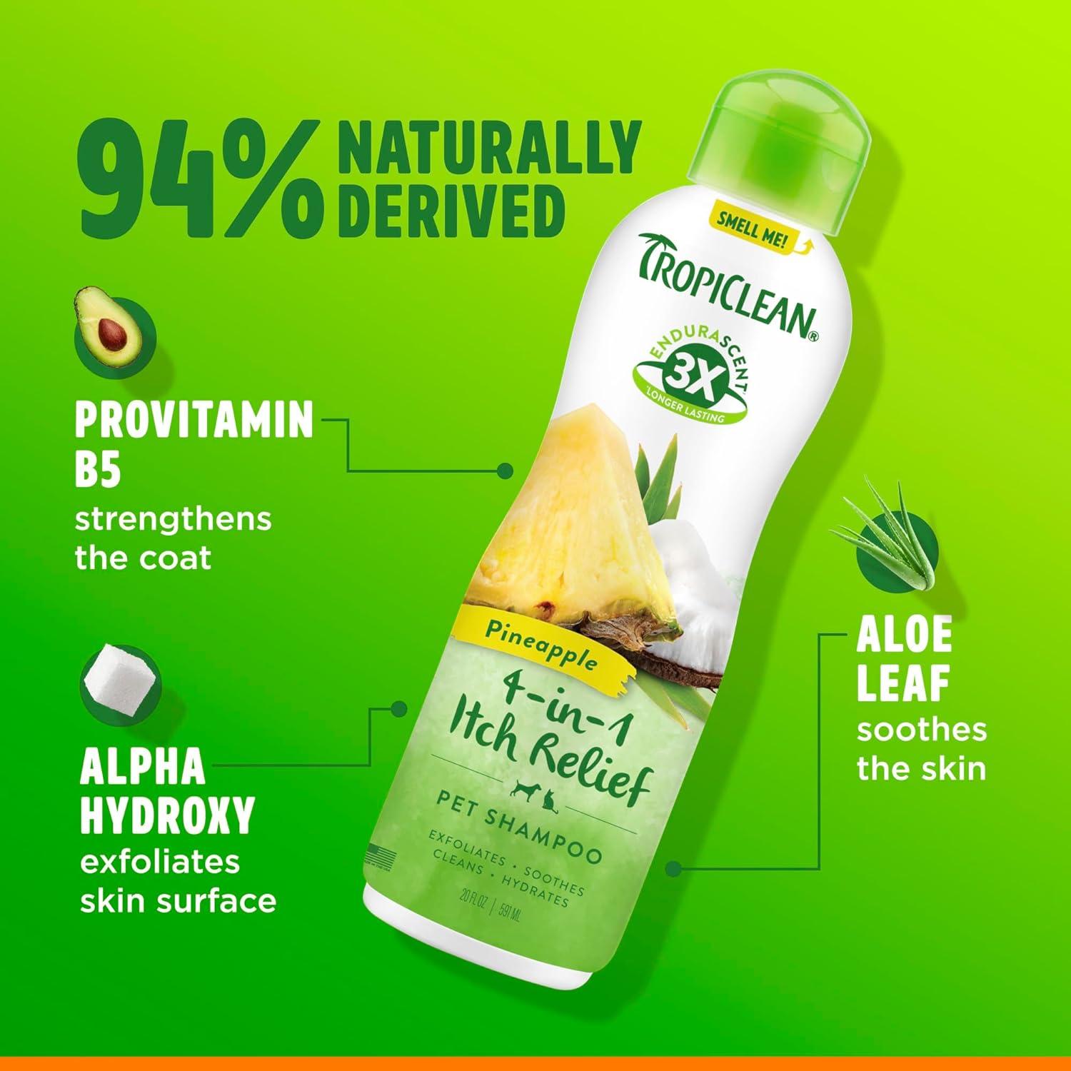 Champú para Perros TropiClean 20oz Alivio Picazón Aroma Piña