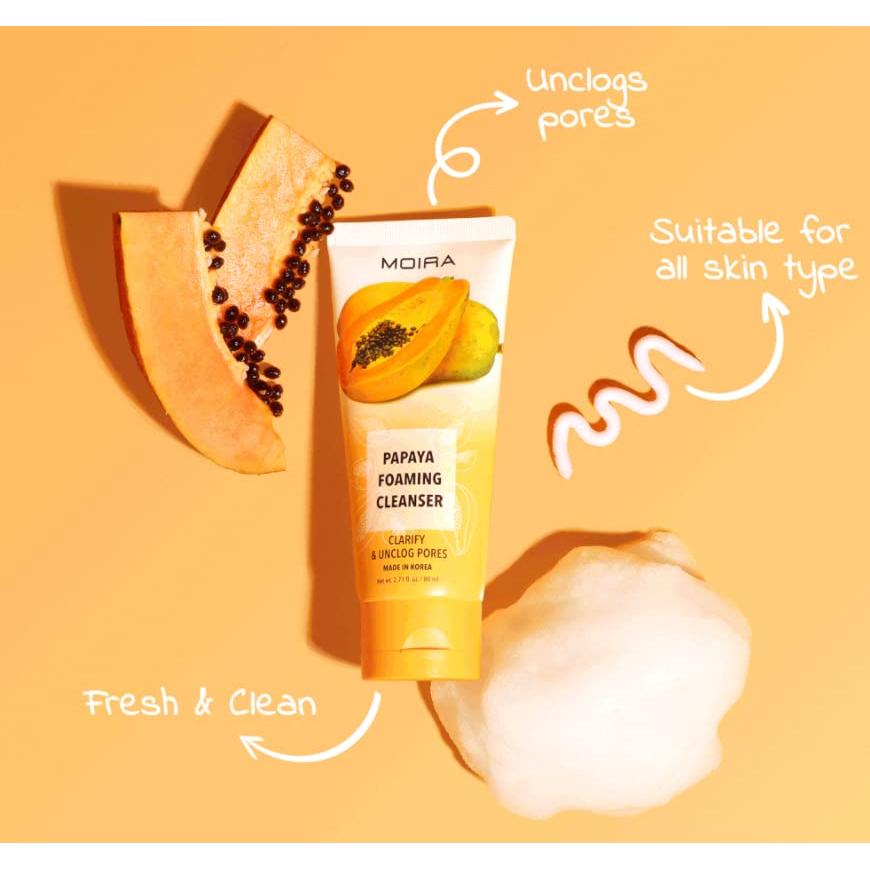 Limpiador Espumoso de Papaya Moira 99g - Suave para Piel