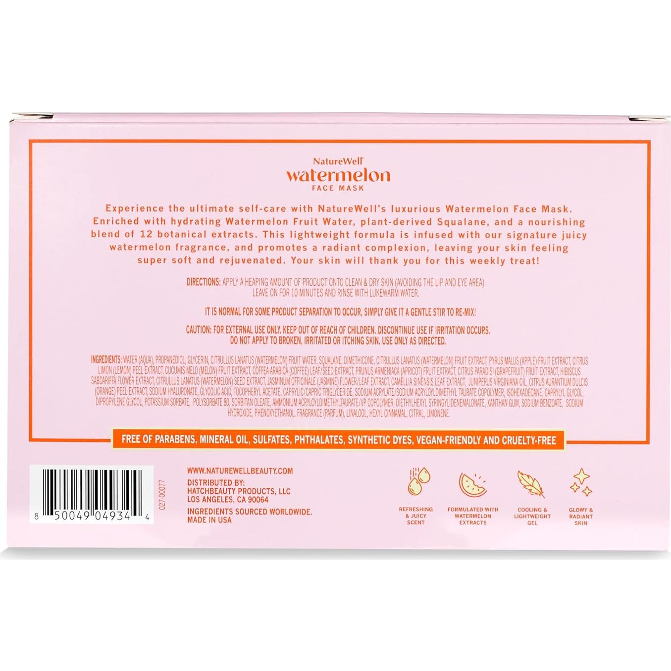 Mascarilla Facial Nature Well Sandía Hidratante 2 Unidades