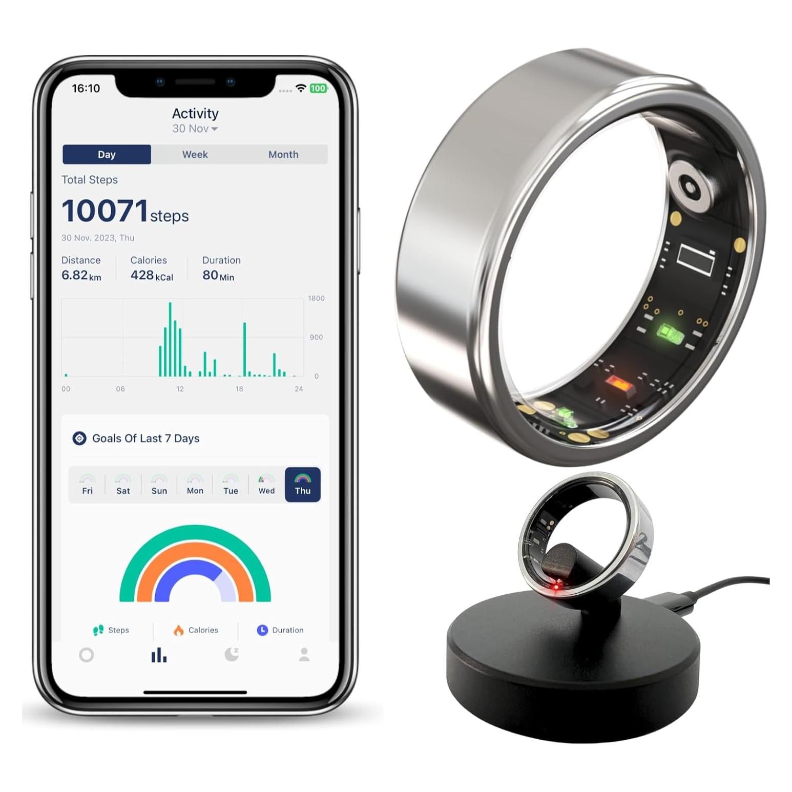 Anillo Inteligente Oulencu Rastreador de Salud 6-51.9mm Negro