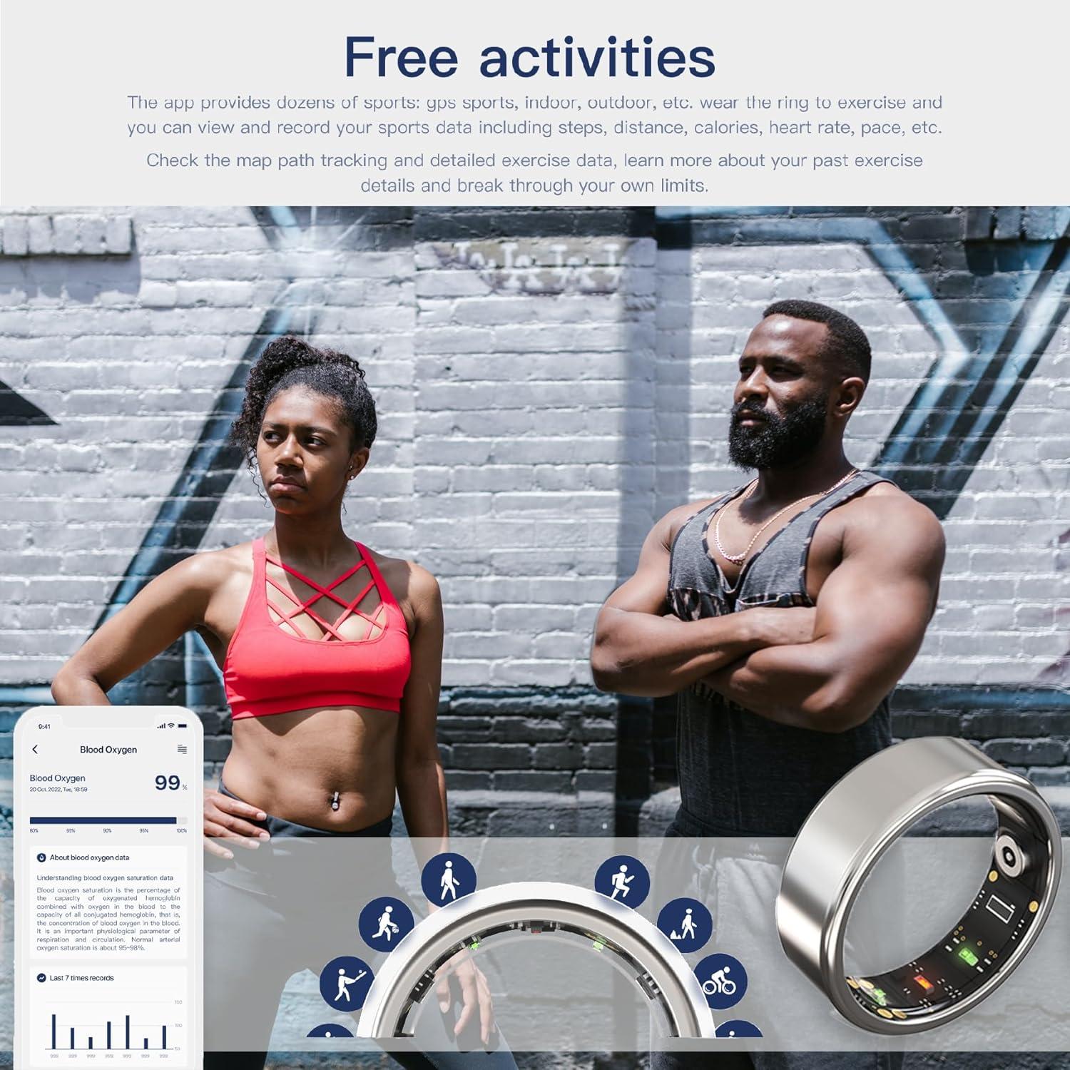 Anillo Inteligente Oulencu Rastreador de Salud 6-51.9mm Negro