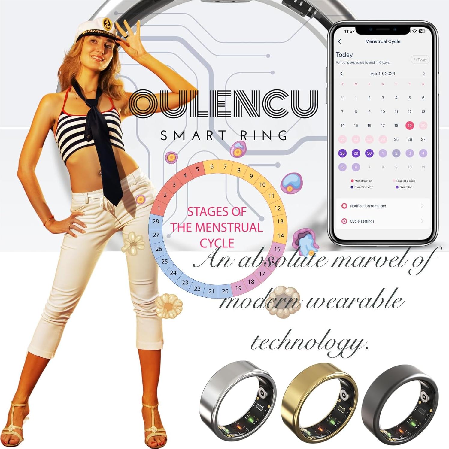 Anillo Inteligente Oulencu Rastreador de Salud 6-51.9mm Negro