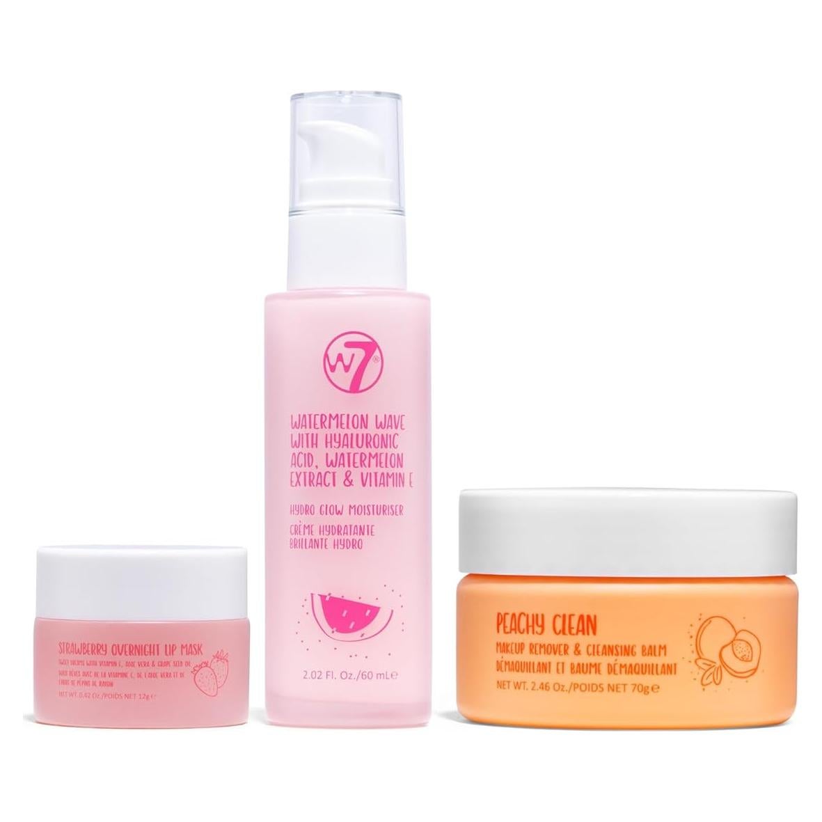 Juego de Remoción de Maquillaje W7 Peachy Clean - Hidratante y Mascarilla Labial