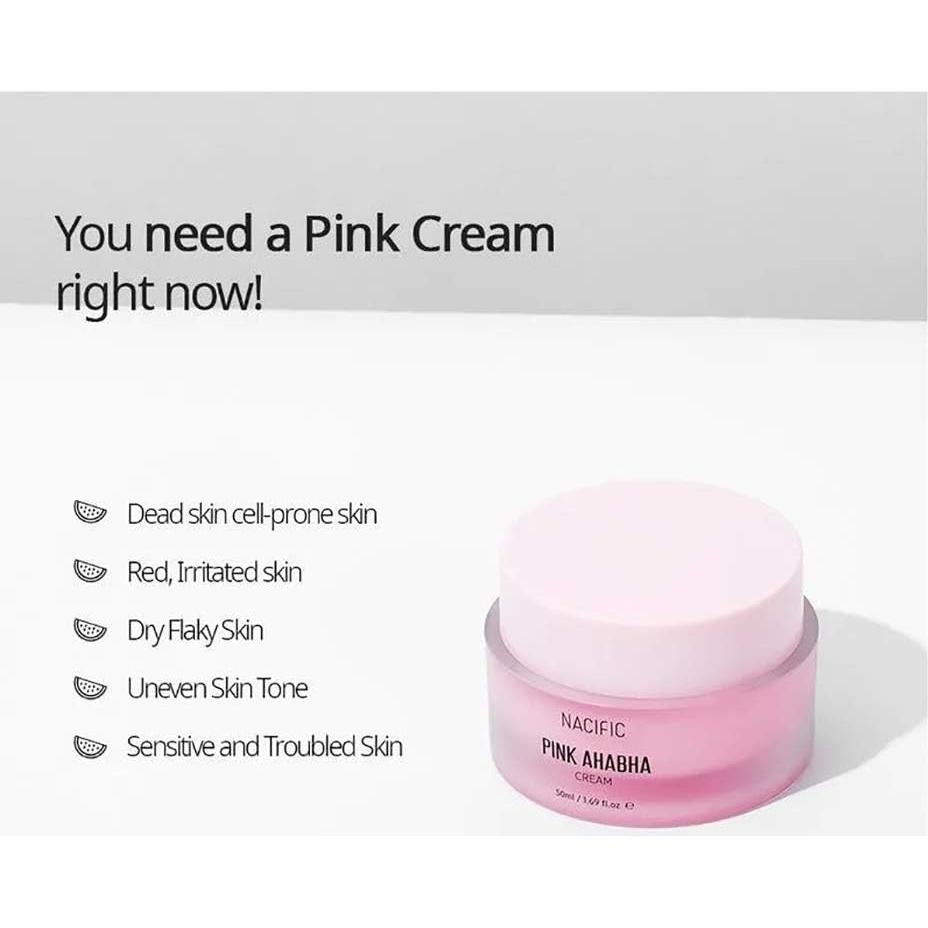 Crema Facial NACIFIC Pink AHA BHA 50ml Hidratante Exfoliante