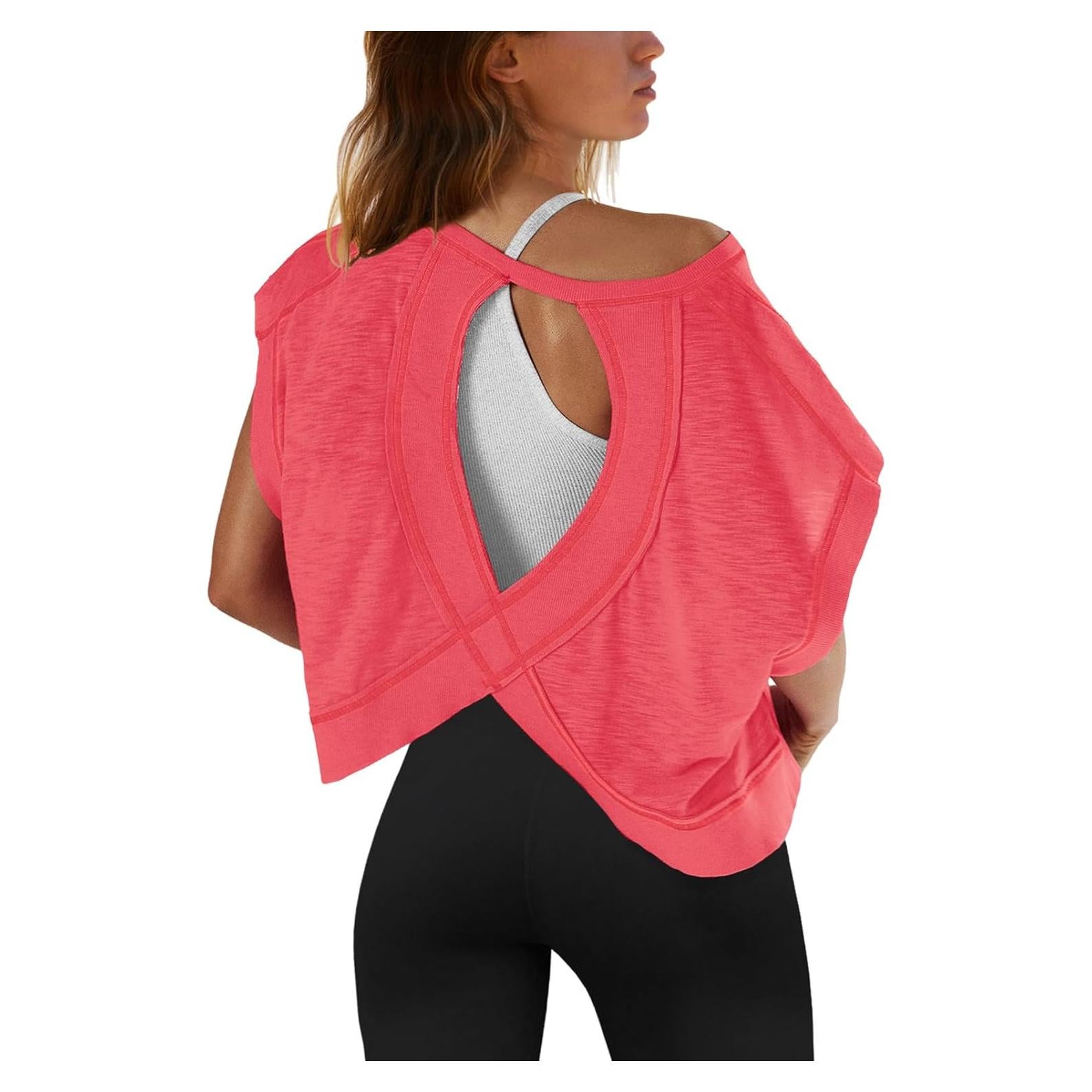 Camiseta Deportiva SENSERISE para Mujeres Espalda Abierta Rojo