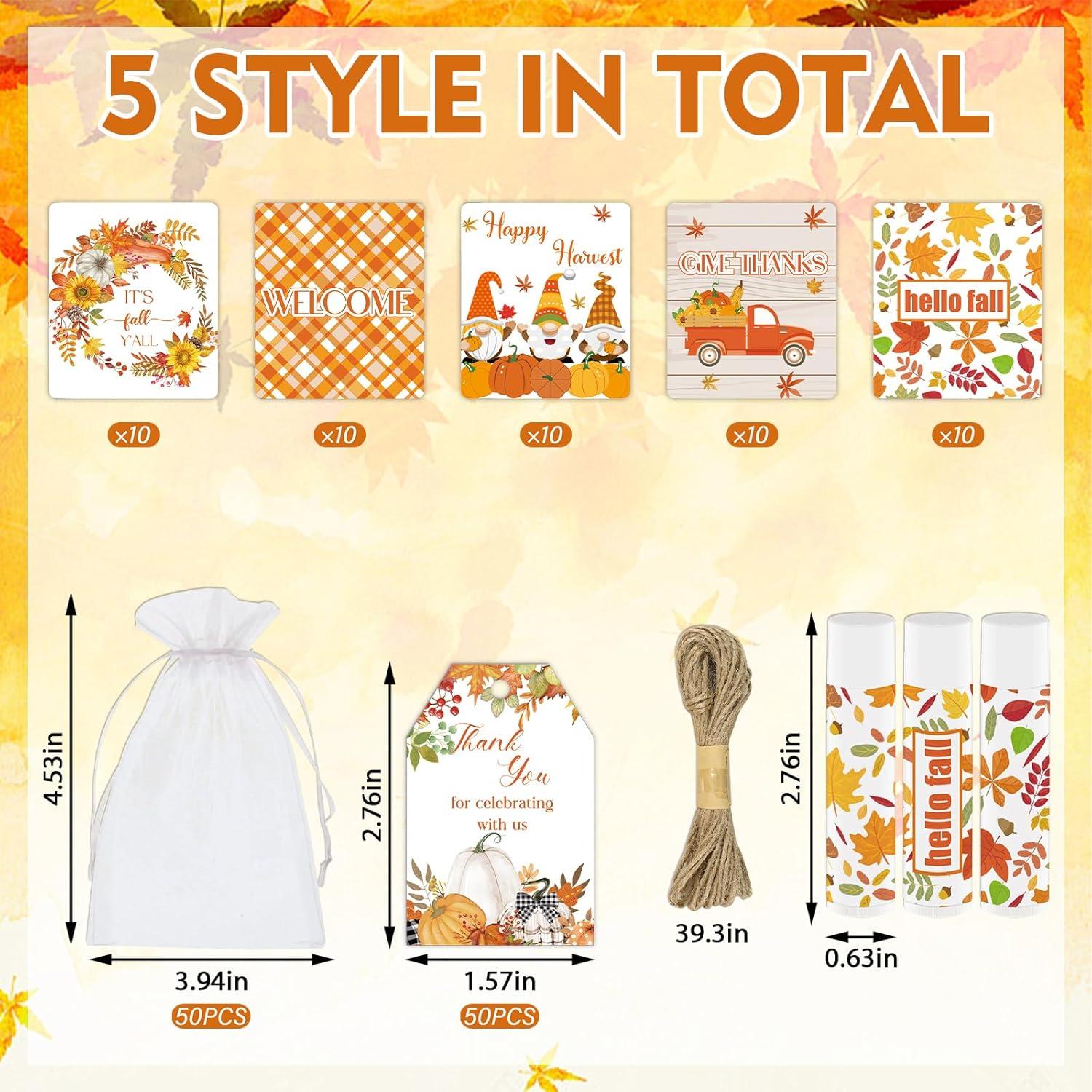 50 Piezas Balsamo Labial Hidratante Nlicrst Acción de Gracias