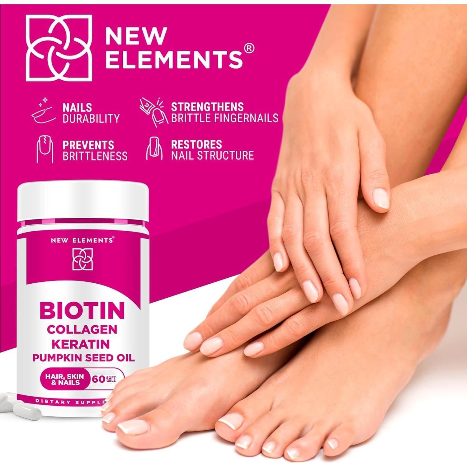 Suplemento de Biotina 10000mcg + Colágeno y Queratina 60 Geles