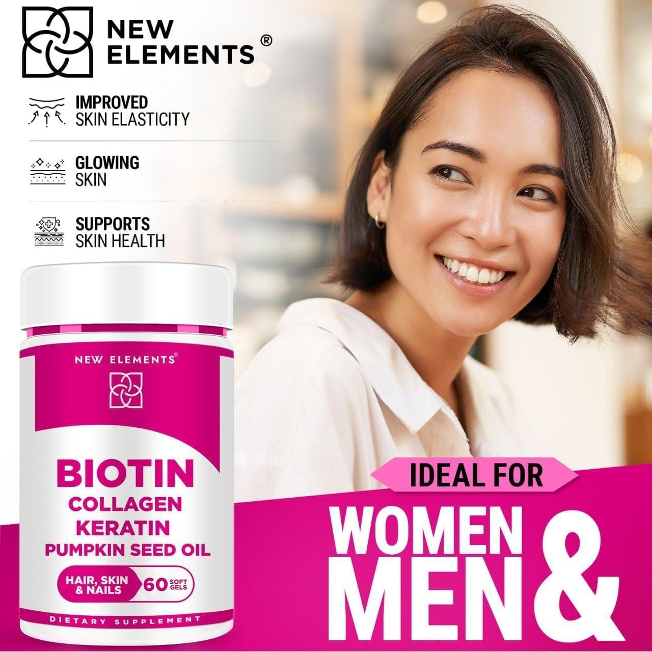 Suplemento de Biotina 10000mcg + Colágeno y Queratina 60 Geles