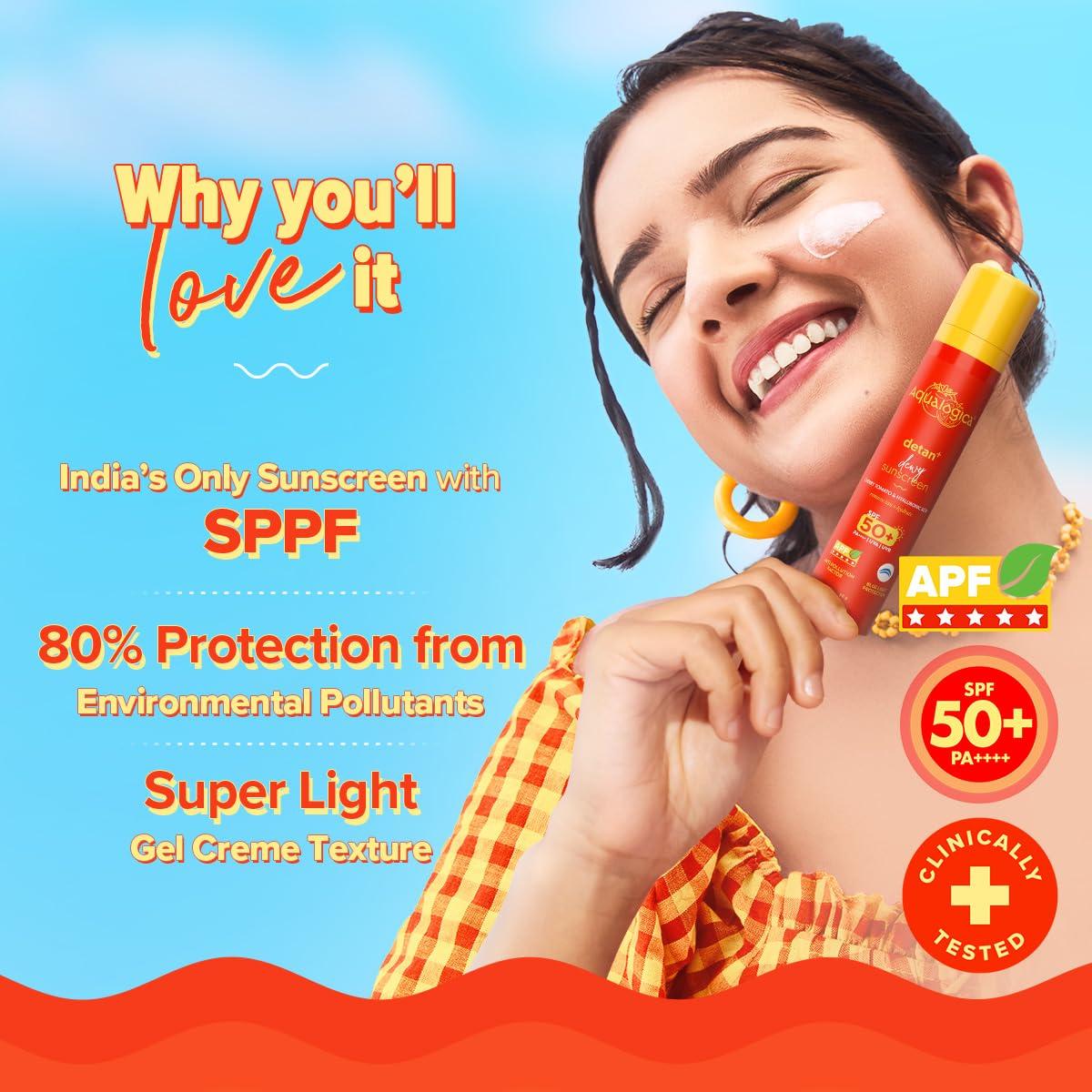 Protector Solar Hidratante Aqualogica Detan+ SPF 50 PA++++ 50g