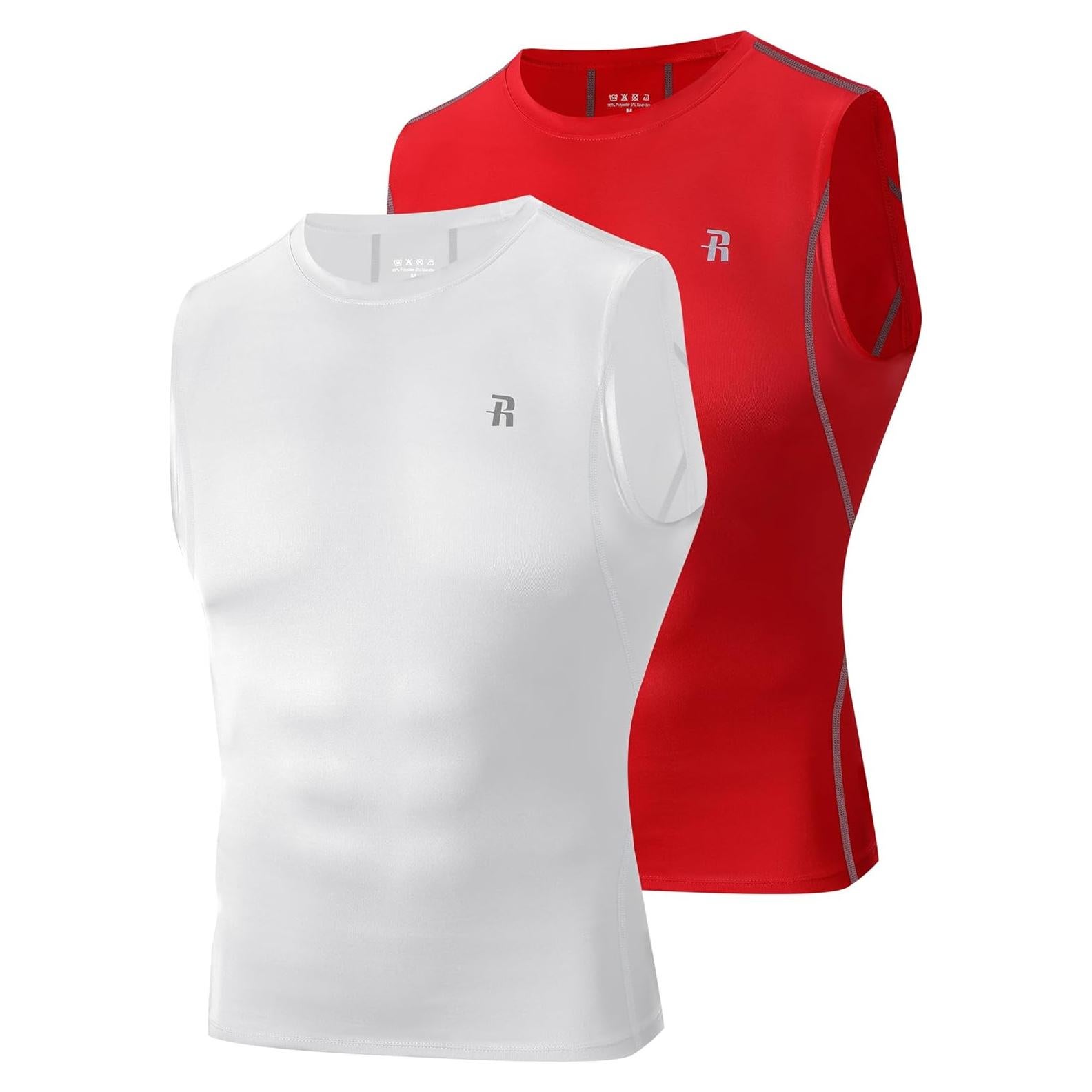 Camisas de Compresión para Hombre Runhit 2 Pack Sin Mangas