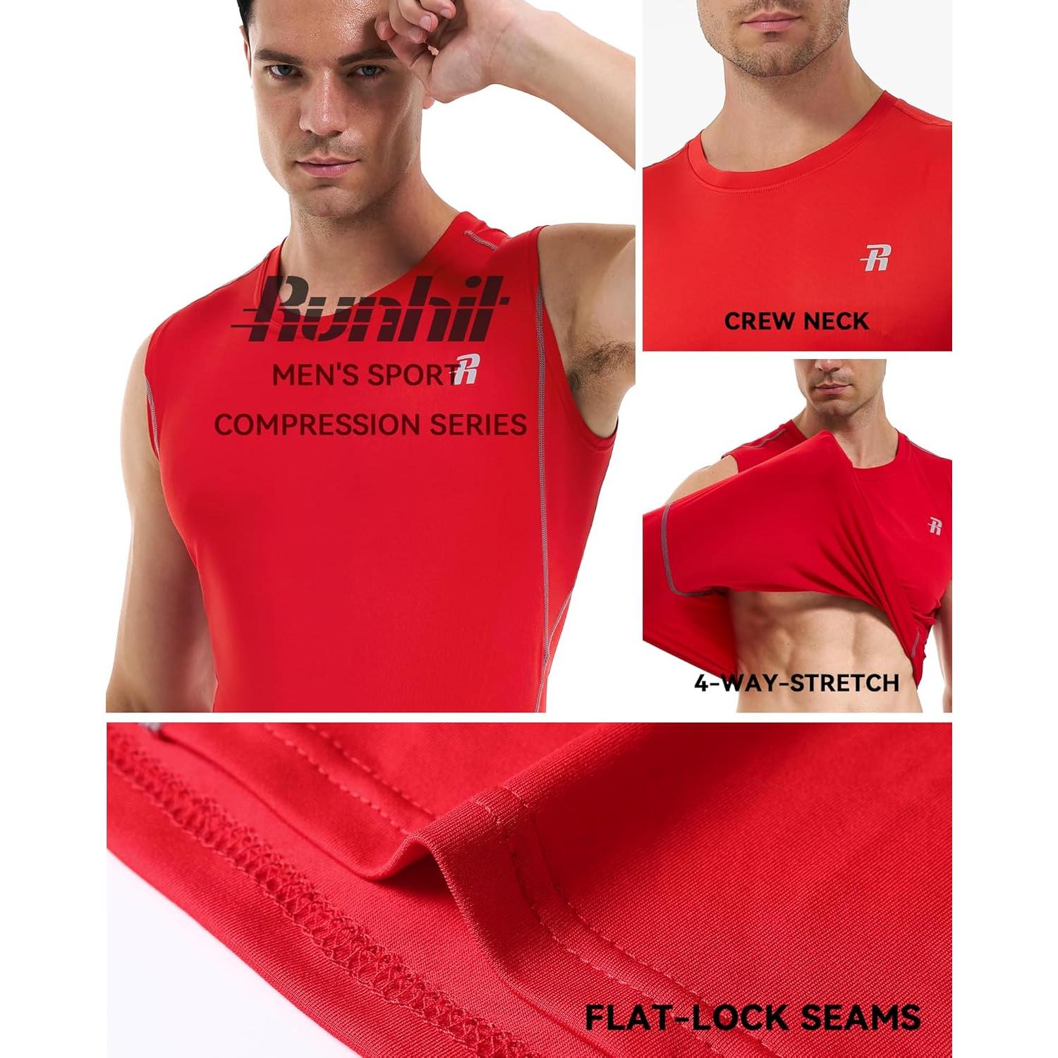 Camisas de Compresión para Hombre Runhit 2 Pack Sin Mangas