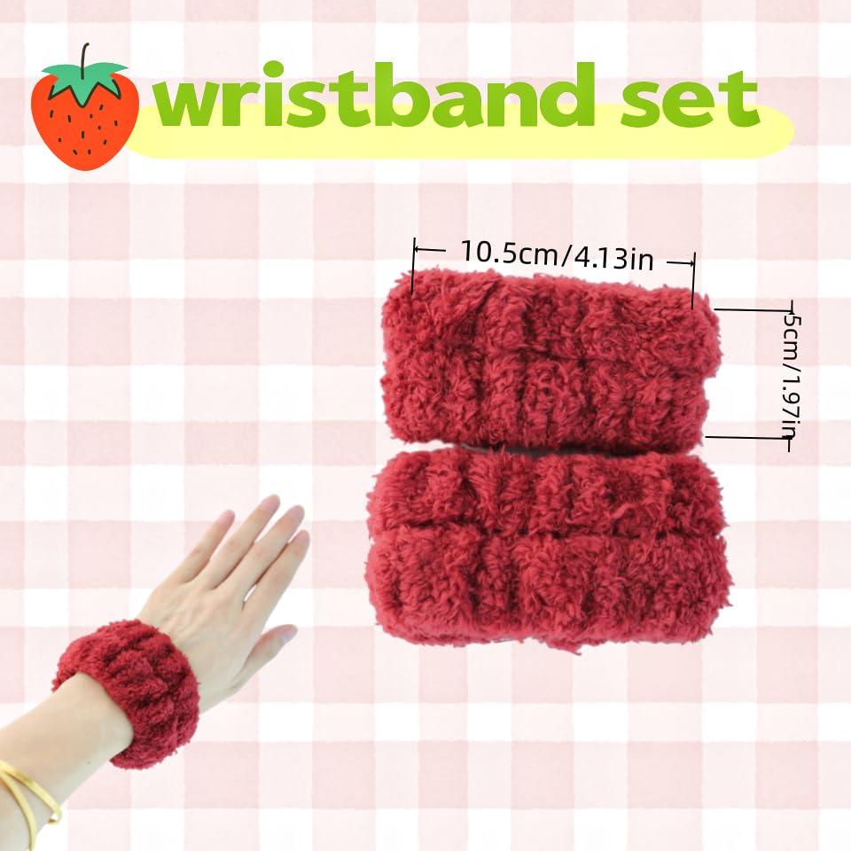 Conjunto de Diadema y Muñequera de Fresa Fosrisix - 4 Piezas