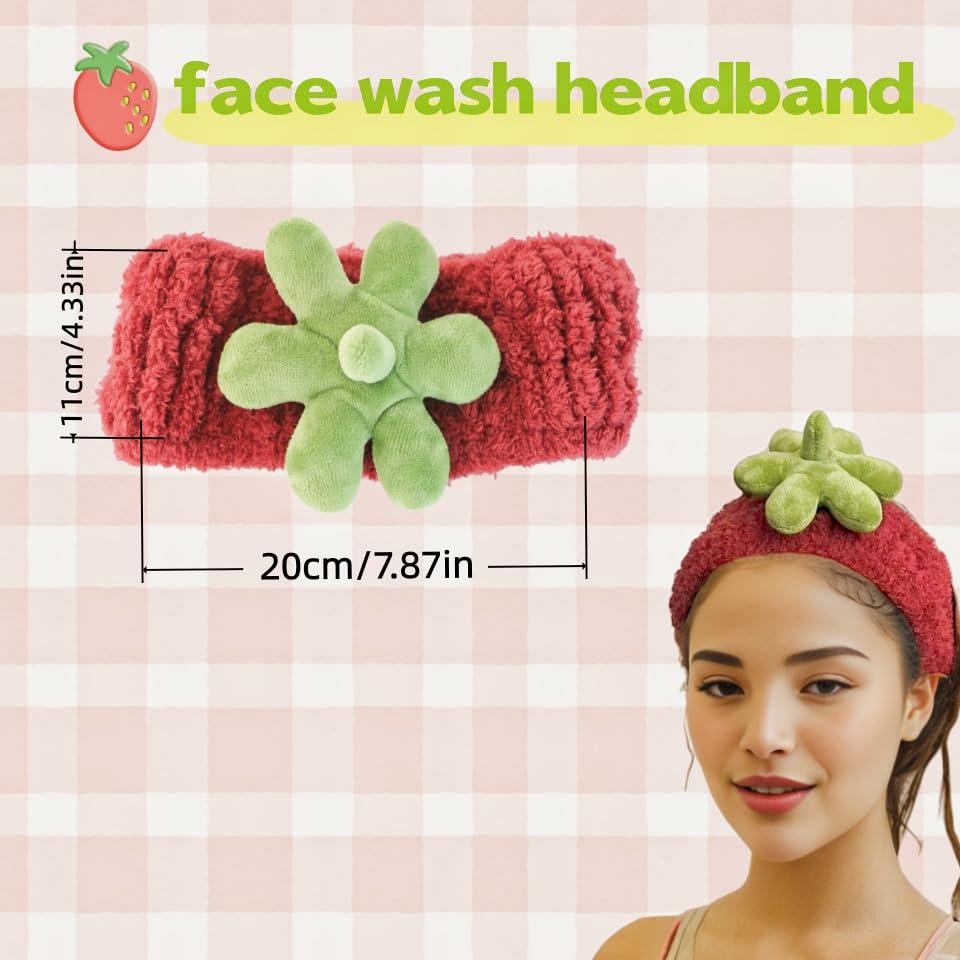 Conjunto de Diadema y Muñequera de Fresa Fosrisix - 4 Piezas