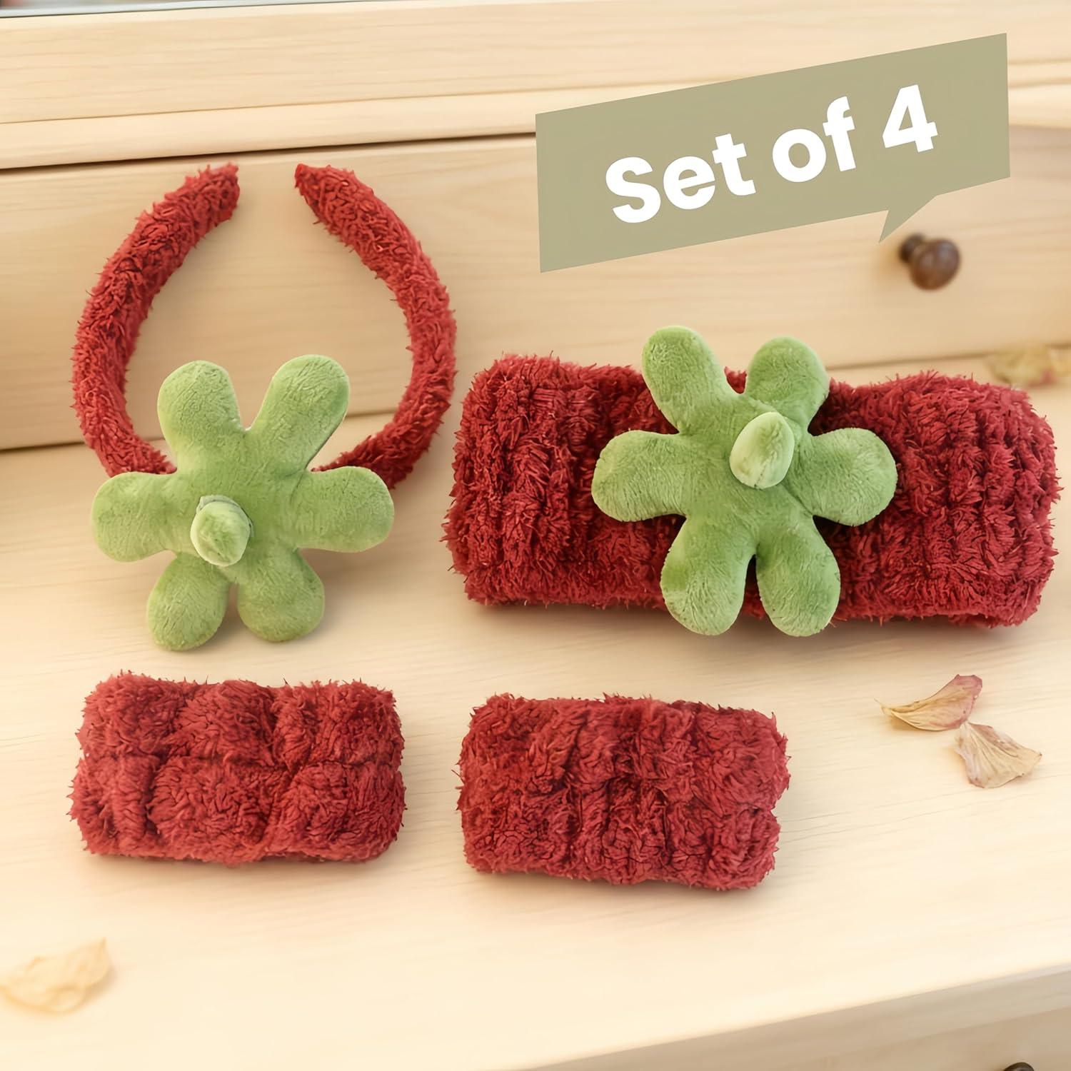 Conjunto de Diadema y Muñequera de Fresa Fosrisix - 4 Piezas