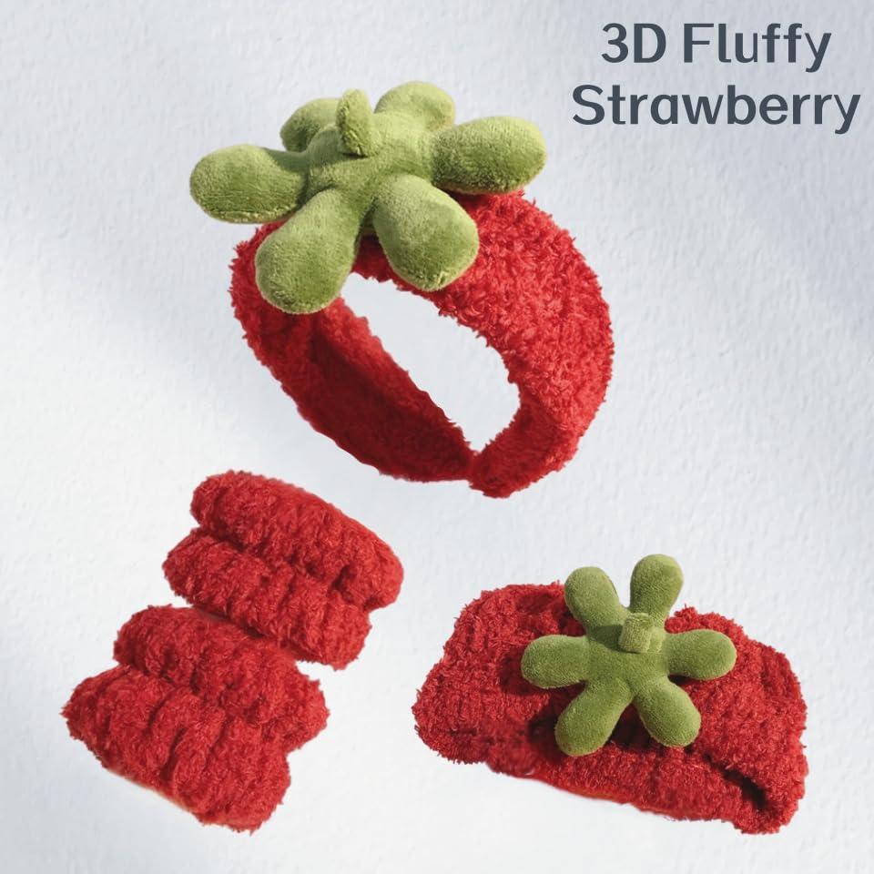 Conjunto de Diadema y Muñequera de Fresa Fosrisix - 4 Piezas