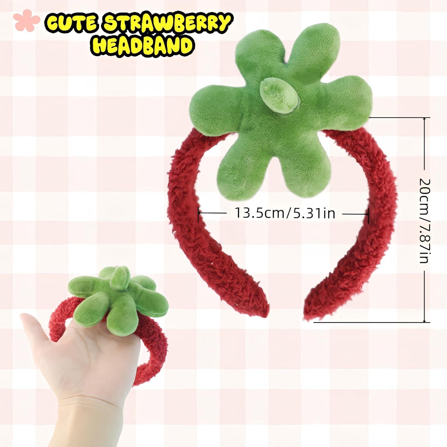 Conjunto de Diadema y Muñequera de Fresa Fosrisix - 4 Piezas