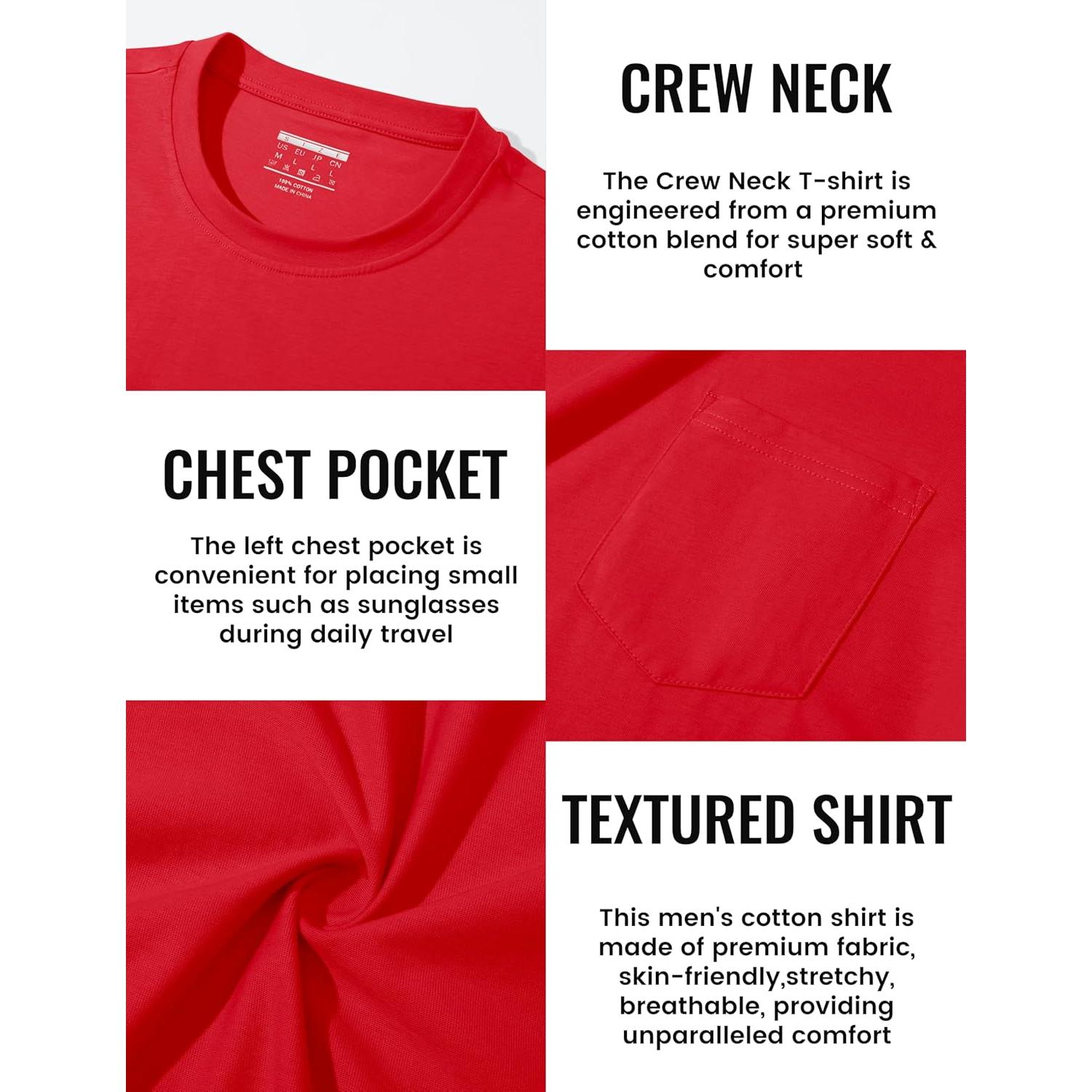 Camiseta de Manga Larga para Hombre TACVASEN Algodón X-Large Roja