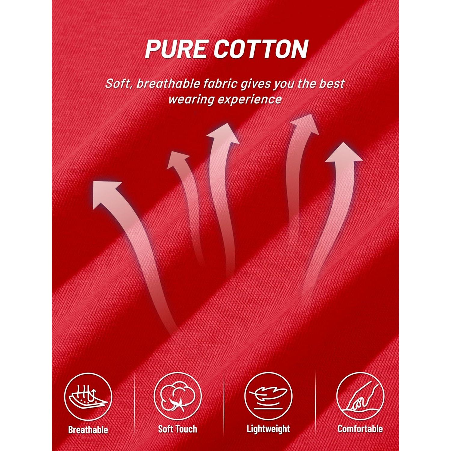 Camiseta de Manga Larga para Hombre TACVASEN Algodón X-Large Roja