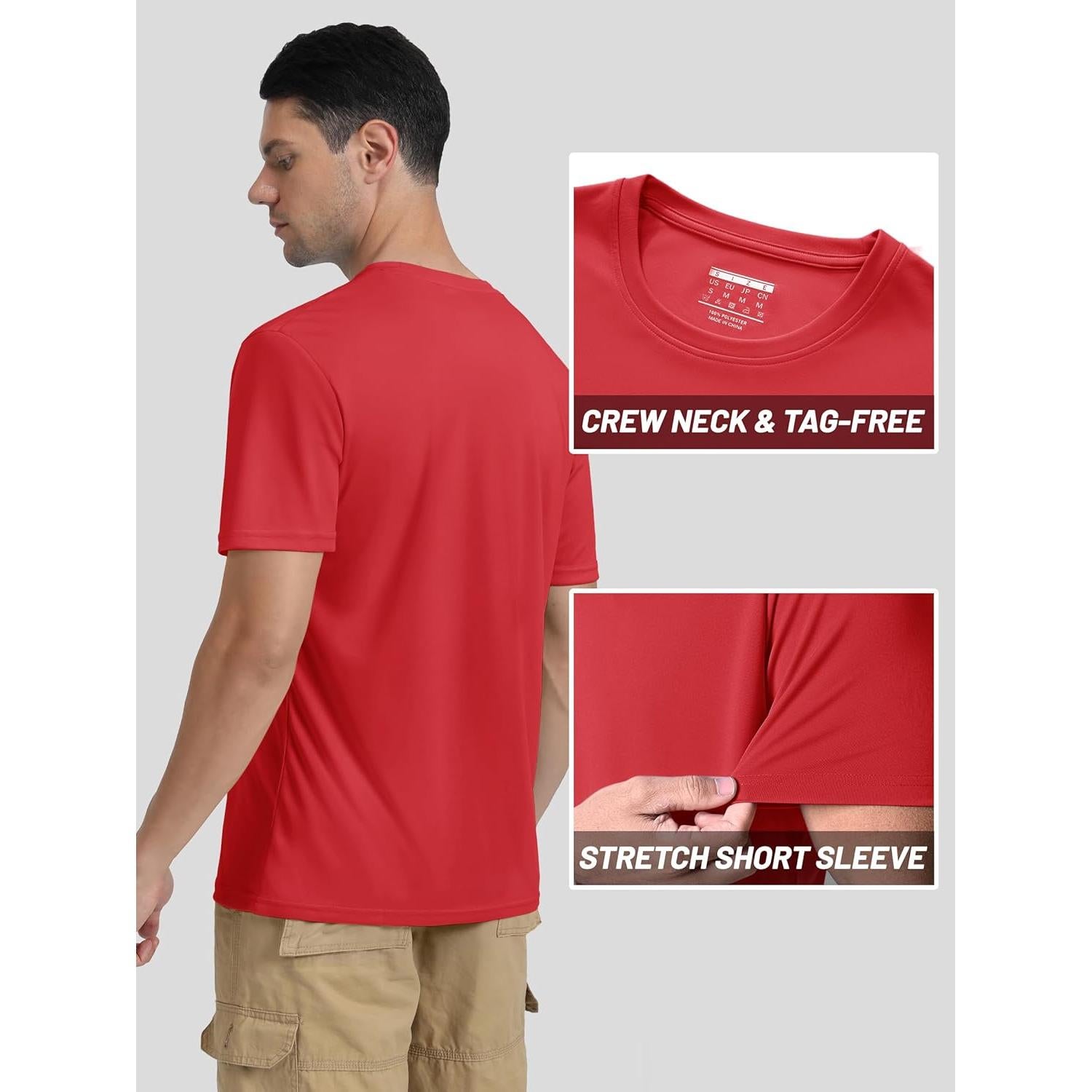 Camiseta de Manga Corta TACVASEN para Hombres UPF50+ Secado Rápido