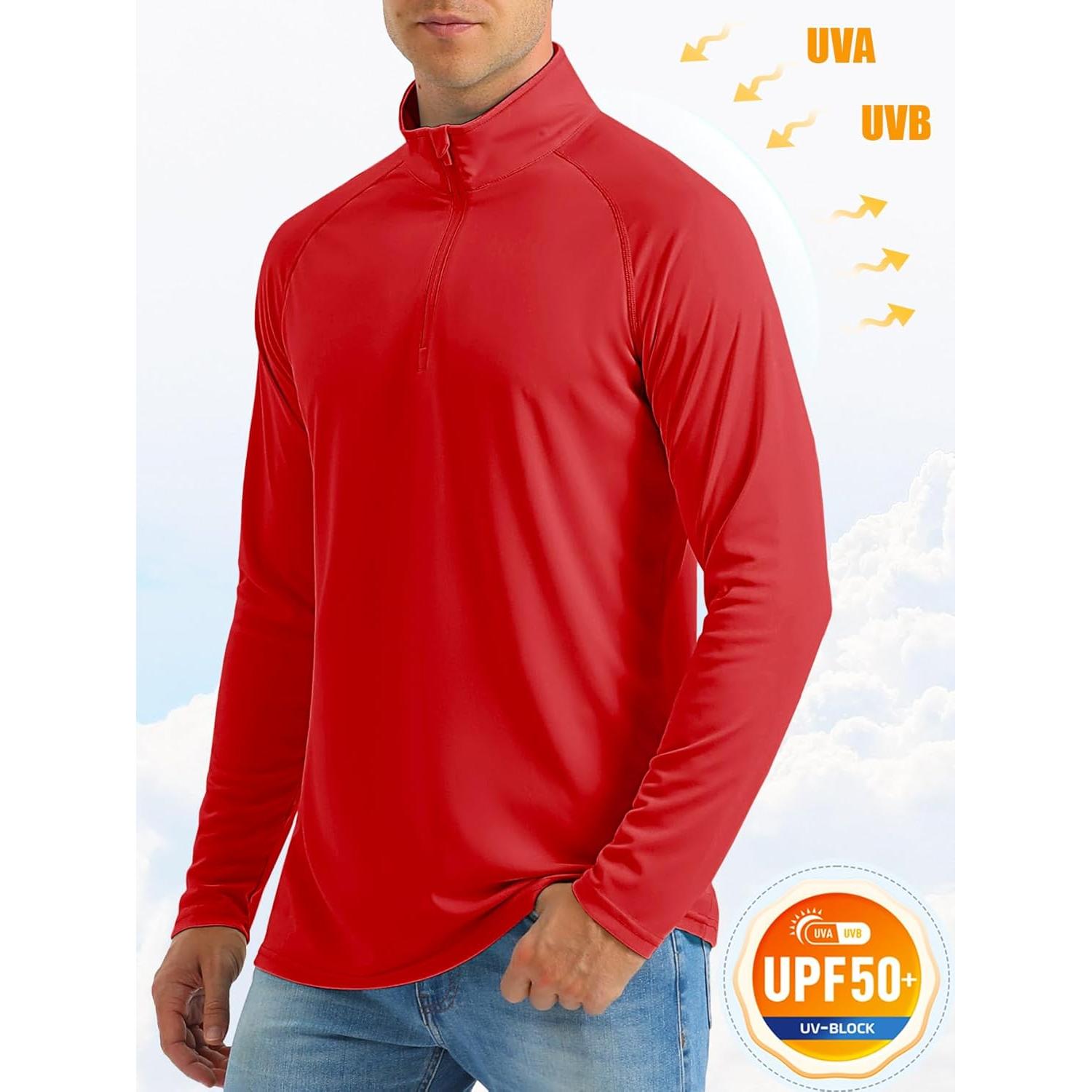 Camisa de Manga Larga Hombre MAGCOMSEN UPF 50+ Rojo Tomate