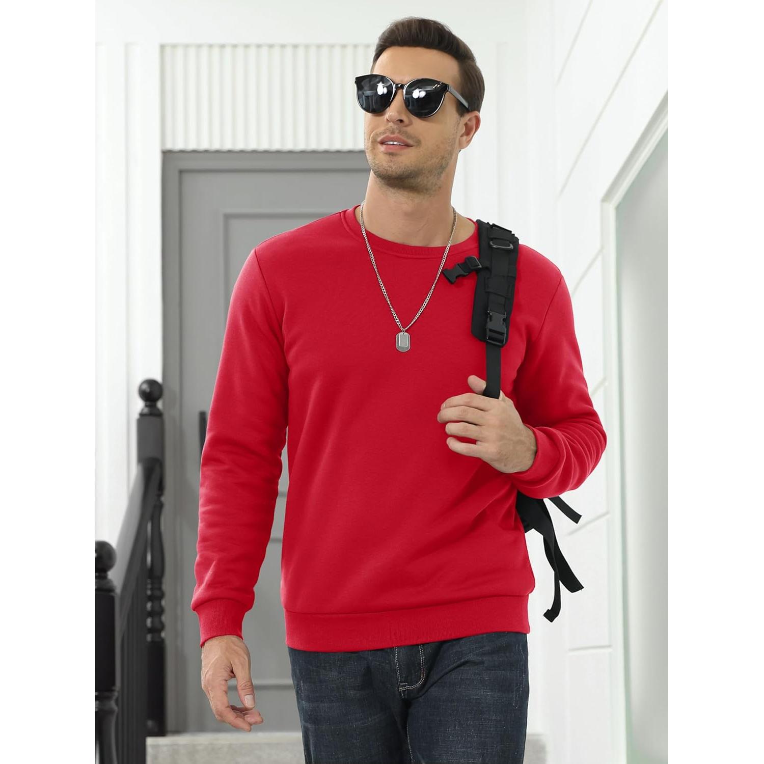 Sudadera Forrada de Sherpa para Hombre MAGCOMSEN Roja Mediana
