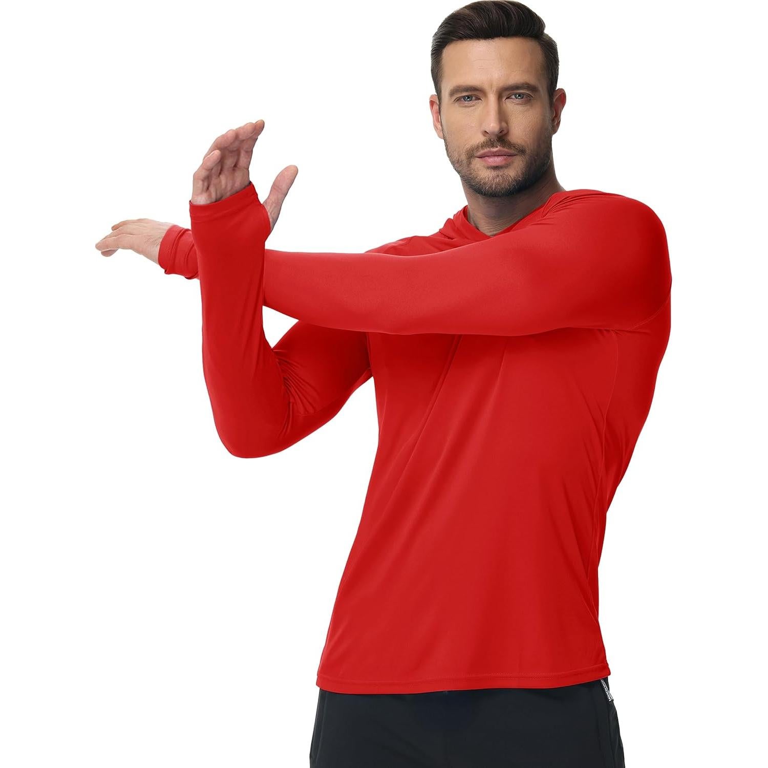 Camiseta Solar con Capucha Boladeci Hombre UPF 50+ Roja