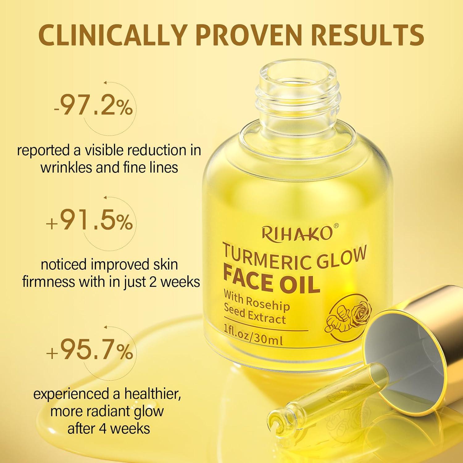 Aceite Facial Antienvejecimiento RIHAKO Cúrcuma y Rosa Mosqueta 181g