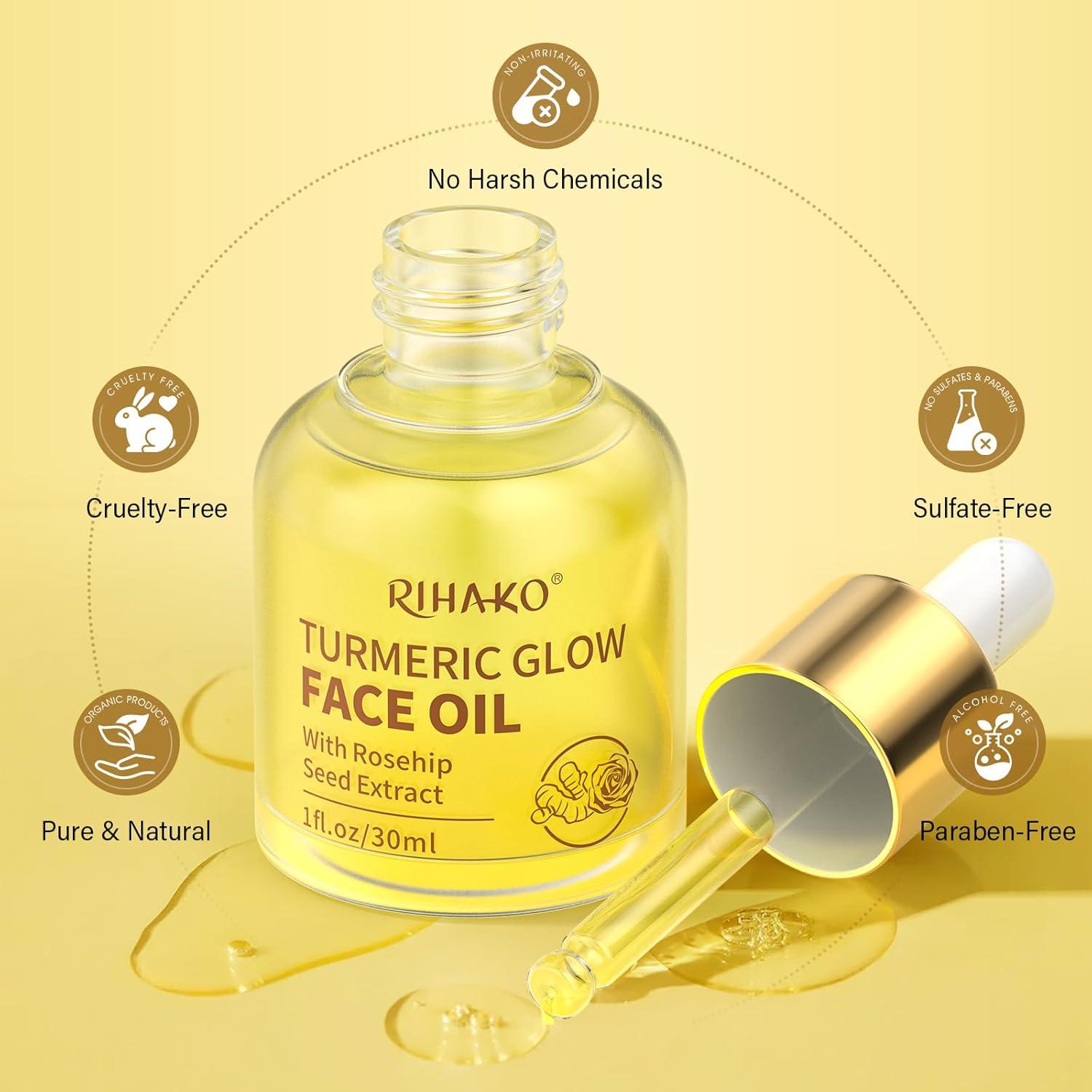 Aceite Facial Antienvejecimiento RIHAKO Cúrcuma y Rosa Mosqueta 181g