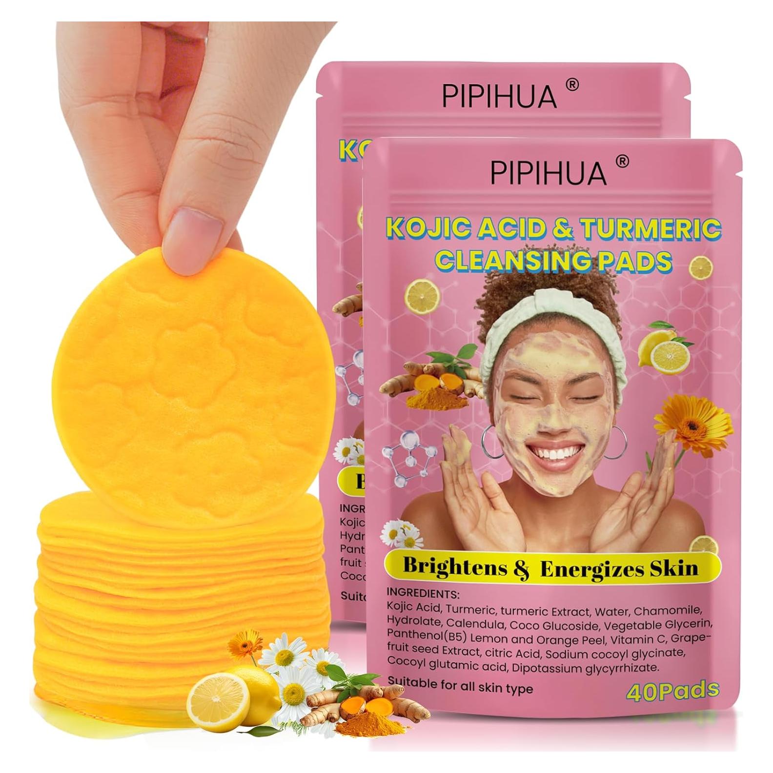 Discos Limpiadores de Ácido Kójico y Cúrcuma PIPIHUA 80PCS