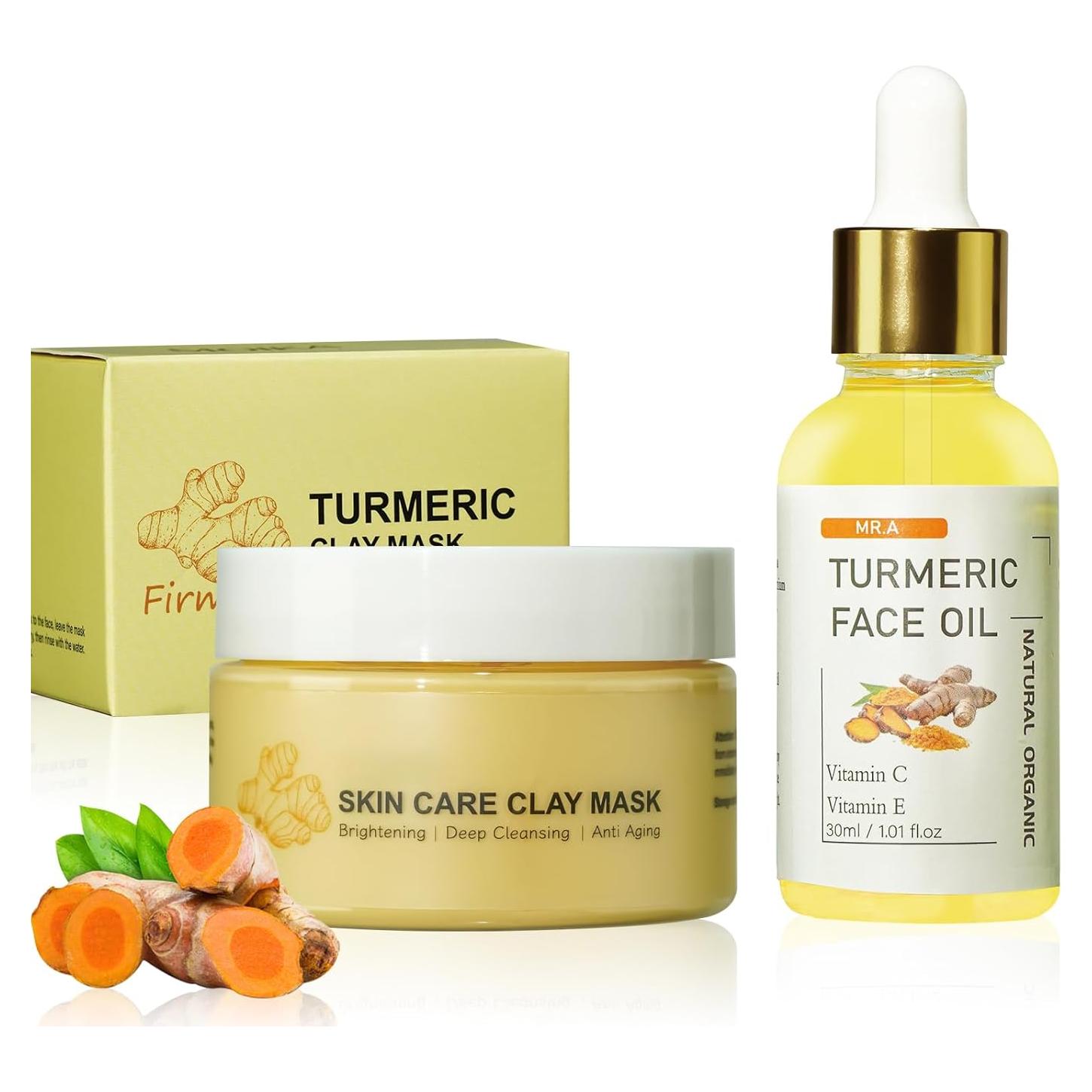 Kit de Cuidado Facial MR.A con Mascarilla y Aceite de Cúrcuma