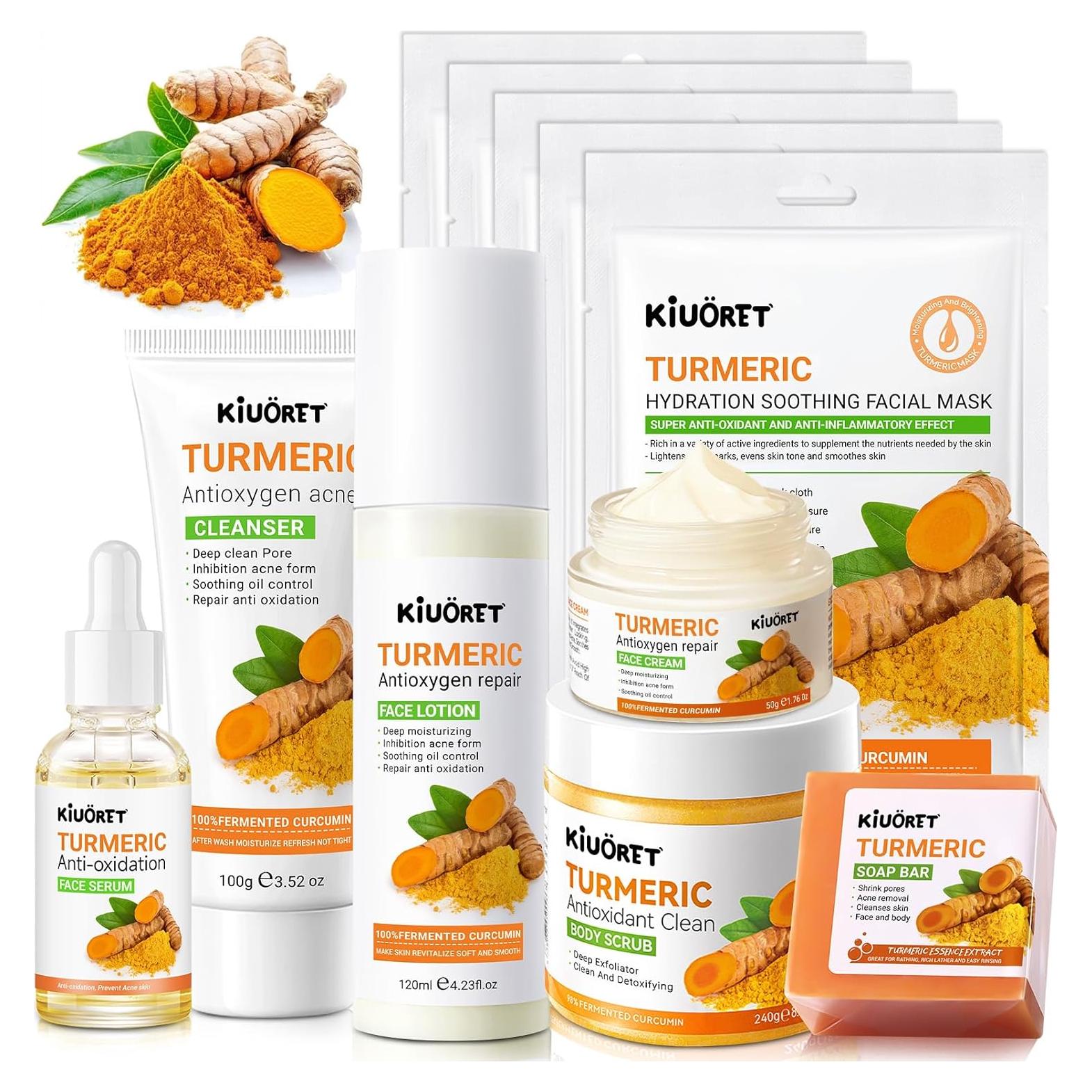 Juego de Cuidado de Piel de Cúrcuma KIUORET - 11 Piezas