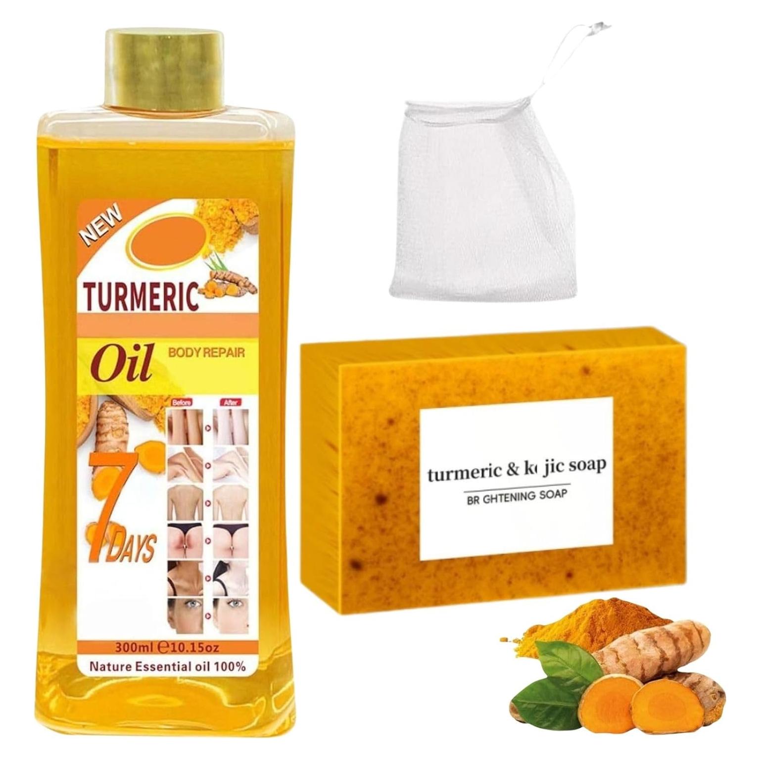 Set de Cuidado de Piel YINGQQ: Jabón y Aceite de Cúrcuma