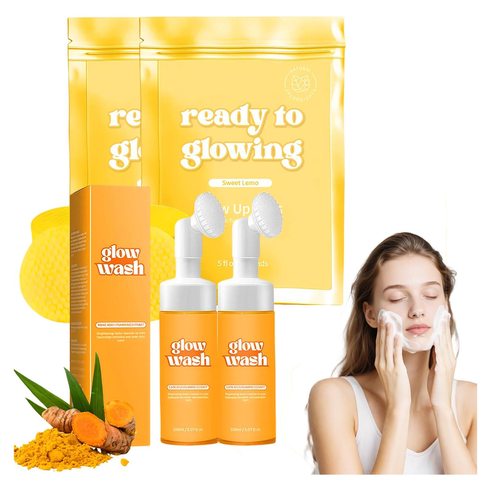 Set de Limpieza Facial SEILETOO: Lavado de Cúrcuma + 60 Almohadillas