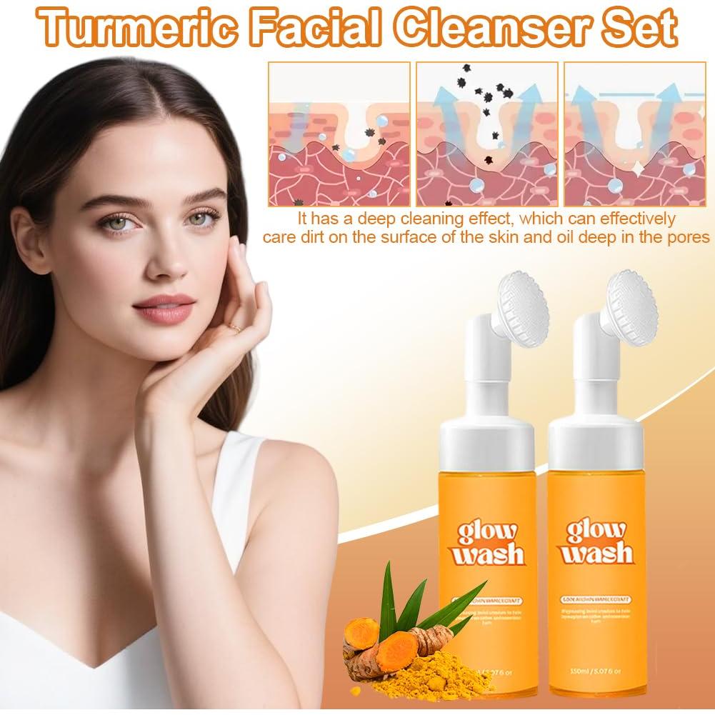 Set de Limpieza Facial SEILETOO: Lavado de Cúrcuma + 60 Almohadillas