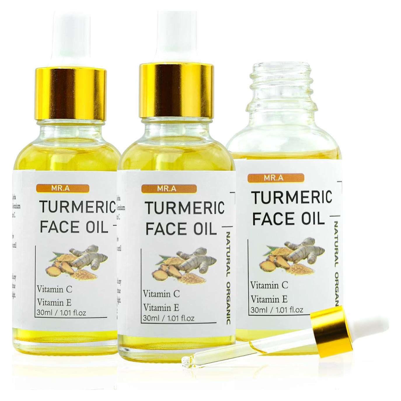 Aceite de Cúrcuma MR.A 3 Pack 29.57 ML para Cara y Cuerpo