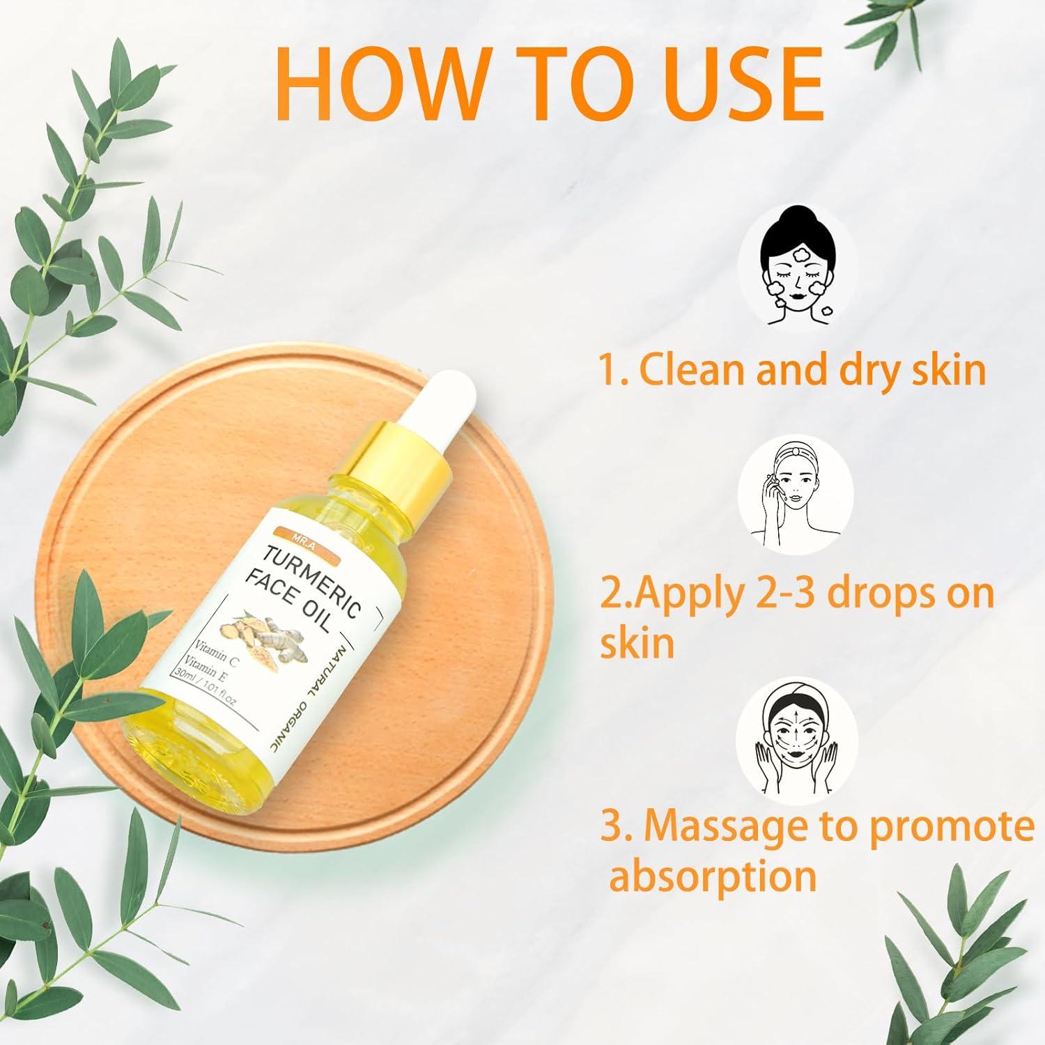 Aceite de Cúrcuma MR.A 3 Pack 29.57 ML para Cara y Cuerpo