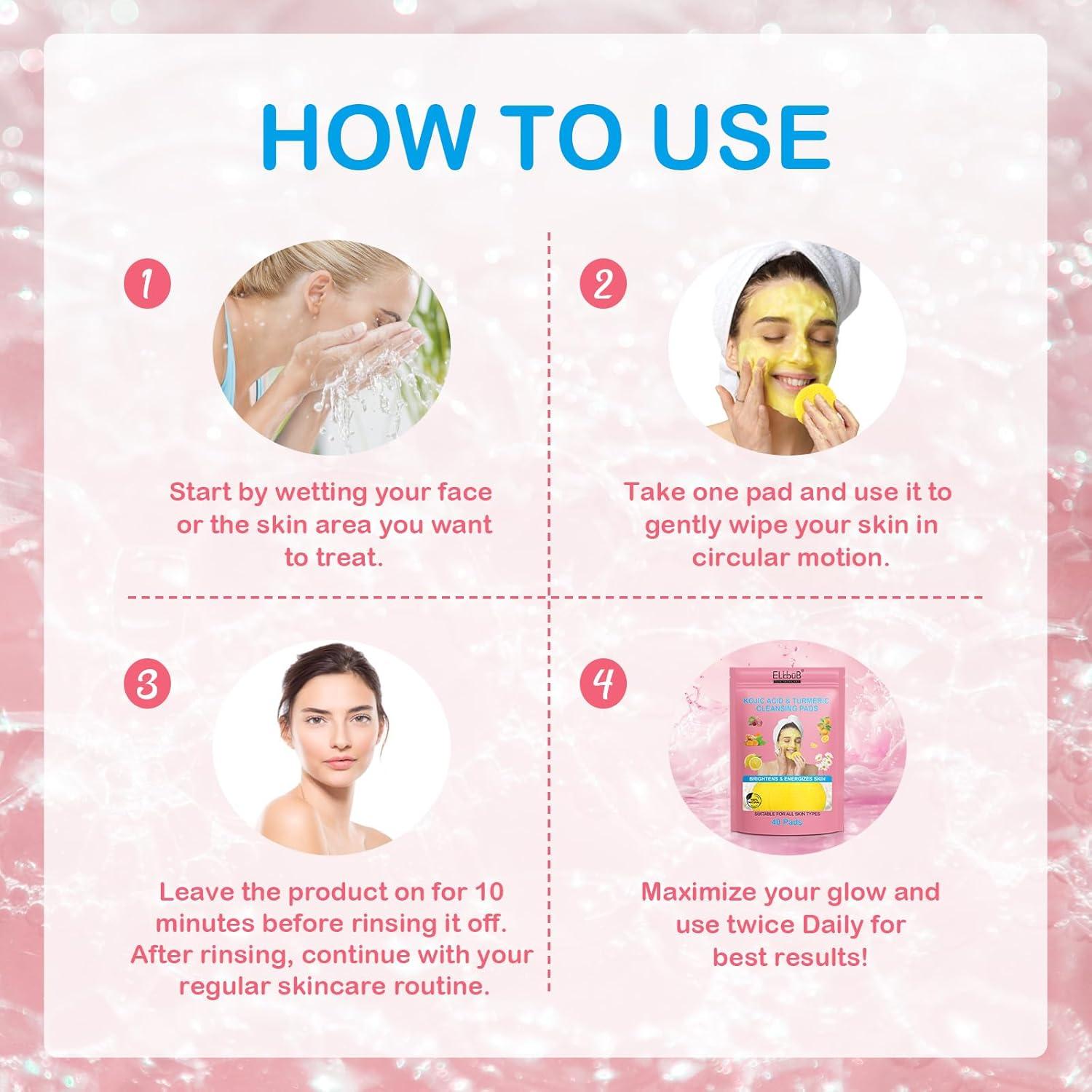 Discos Limpiadores de Cúrcuma ELBBUB - 40 Unidades para Cuidado Facial