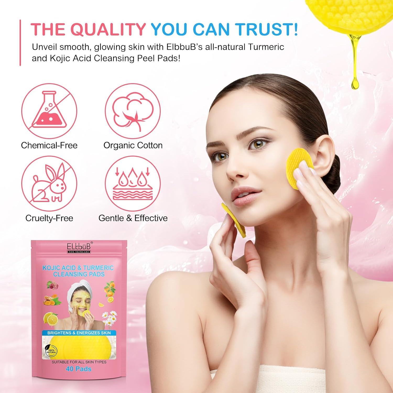 Discos Limpiadores de Cúrcuma ELBBUB - 40 Unidades para Cuidado Facial