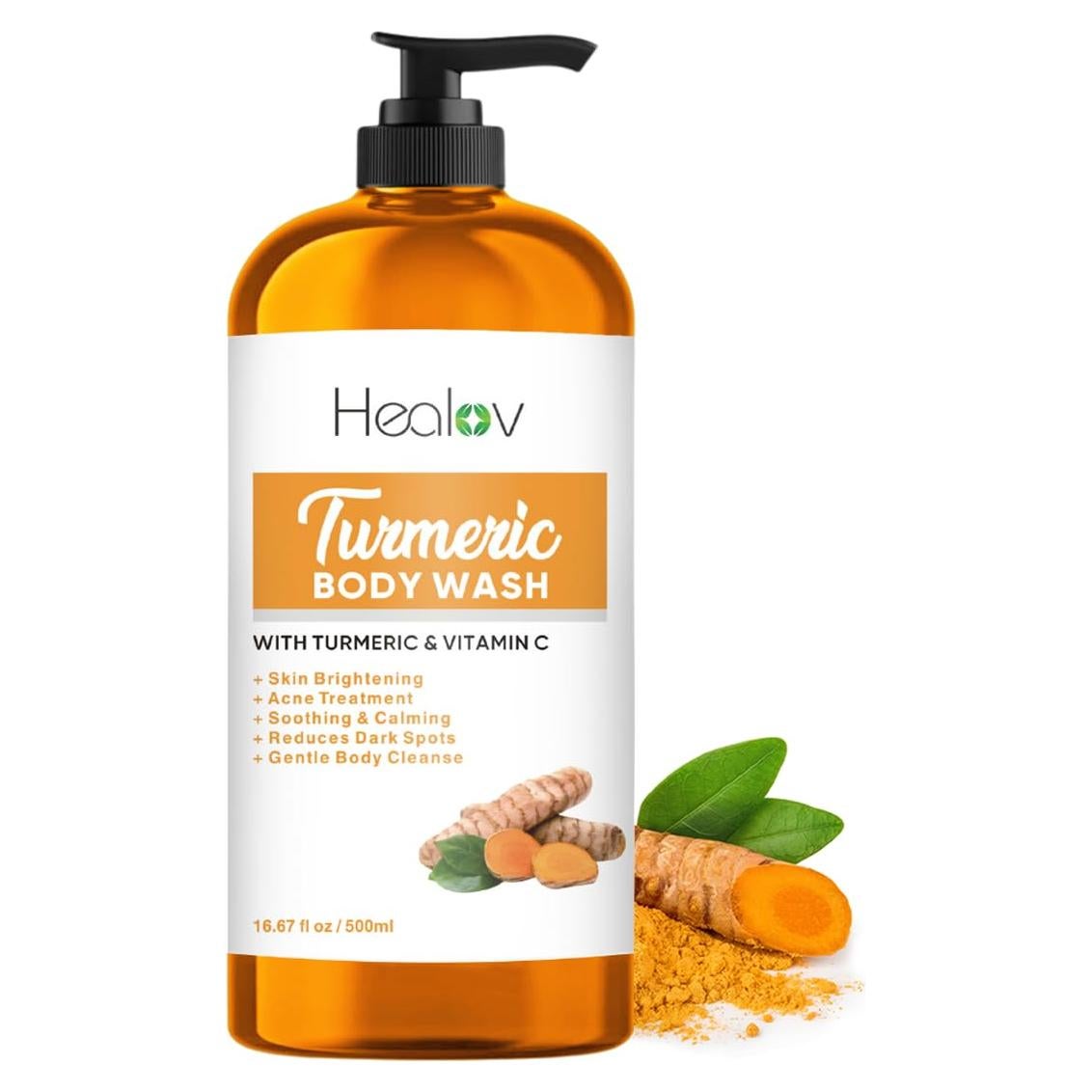 Jabón Líquido Iluminador de Cúrcuma Healov 550g - Facial y Corporal