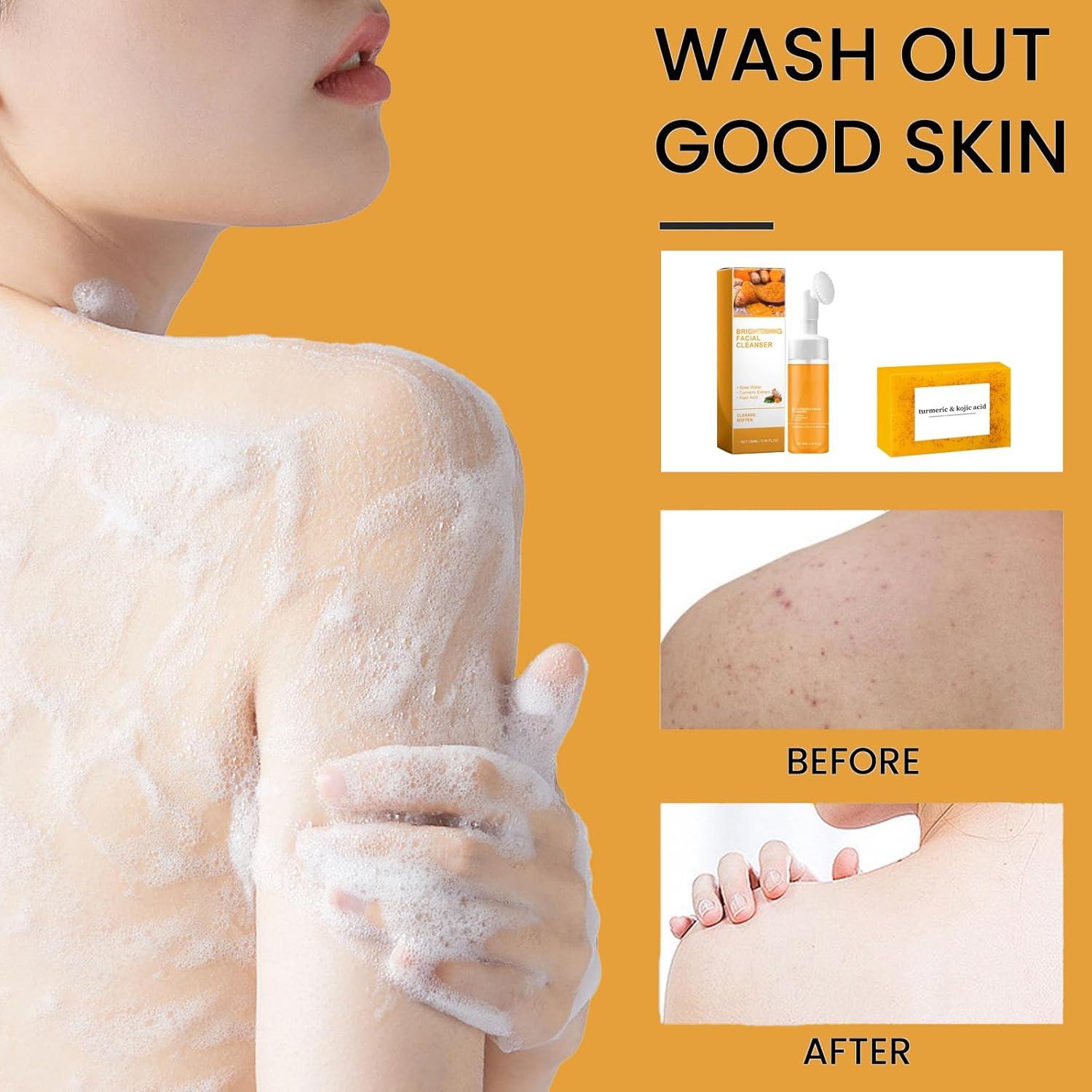 Juego de Cuidado Facial Deuiosna con Jabón y Limpiador de Cúrcuma