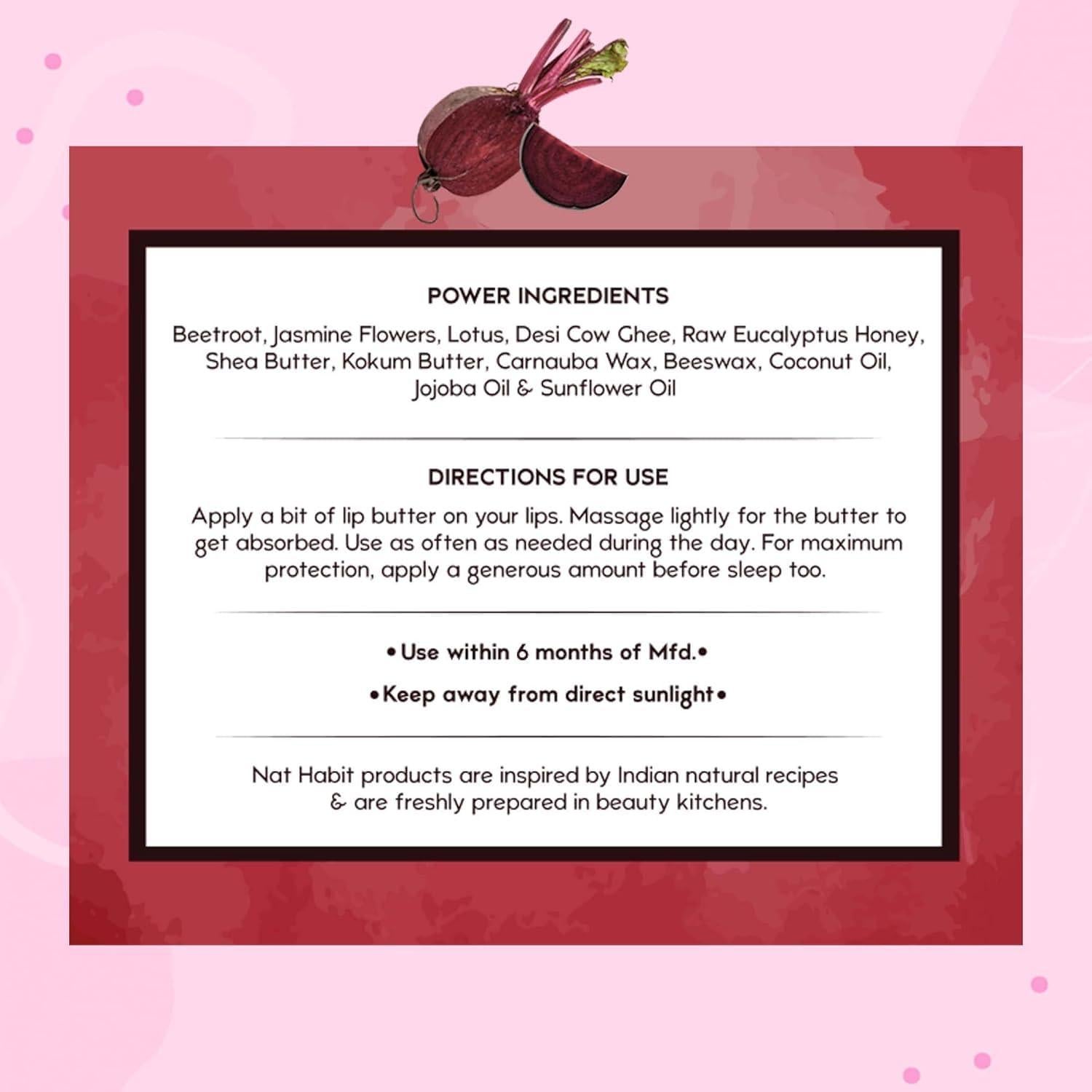 Bálsamo Labial Nat-Habit Beetroot Crush 20g Hidratante Natural