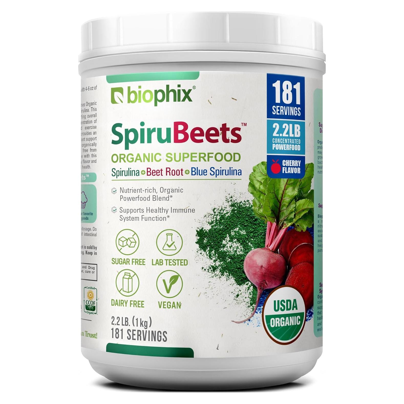 SpiruBeets Biophix 1 kg Superalimento Orgánico Espirulina