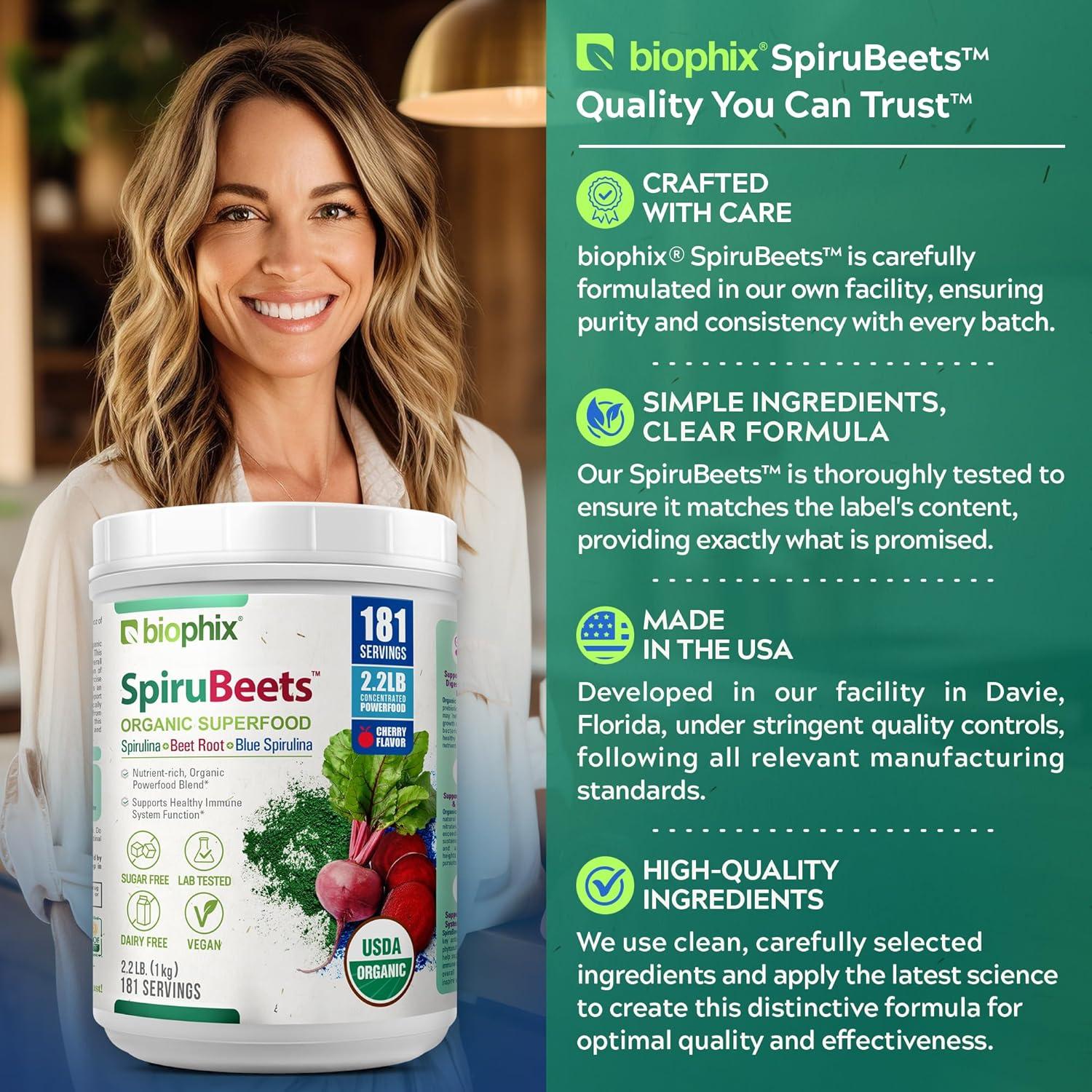 SpiruBeets Biophix 1 kg Superalimento Orgánico Espirulina