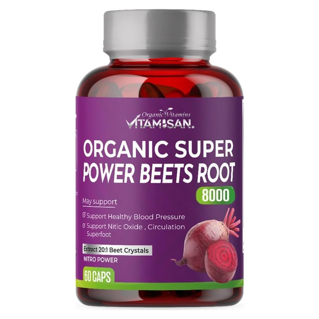 VITAMISAN Polvo Super Orgánico de Remolacha 8000mg - 60 Cápsulas