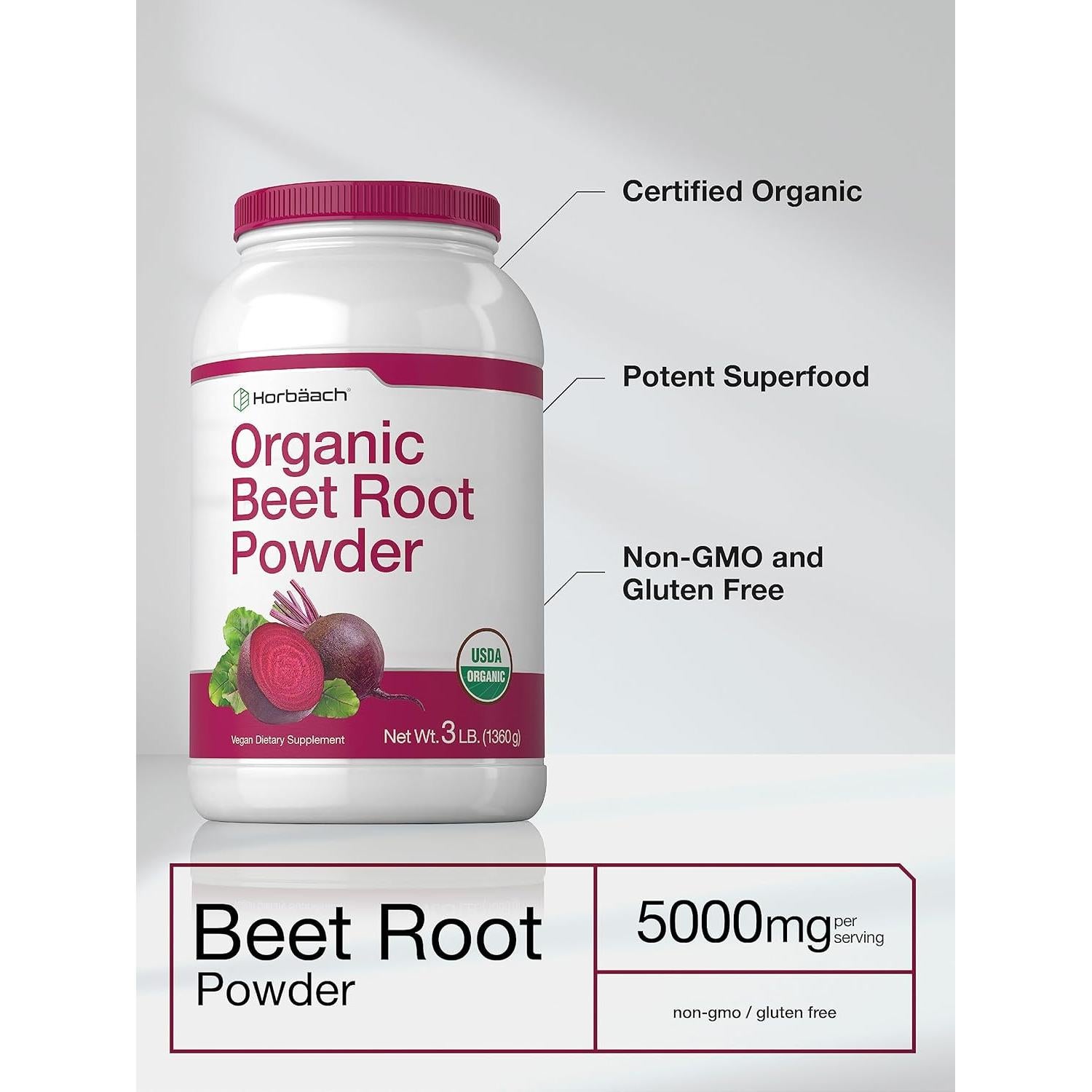 Polvo de Raíz de Remolacha Orgánica Horbaach 1.36 kg Vegano