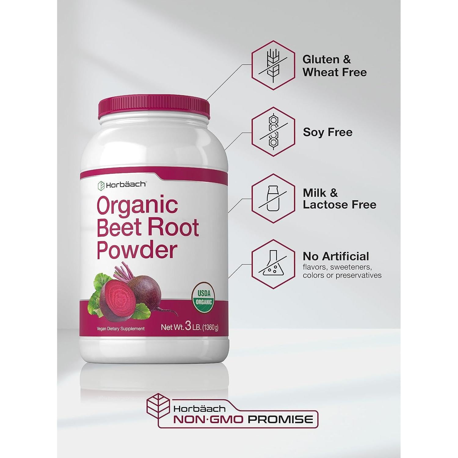 Polvo de Raíz de Remolacha Orgánica Horbaach 1.36 kg Vegano