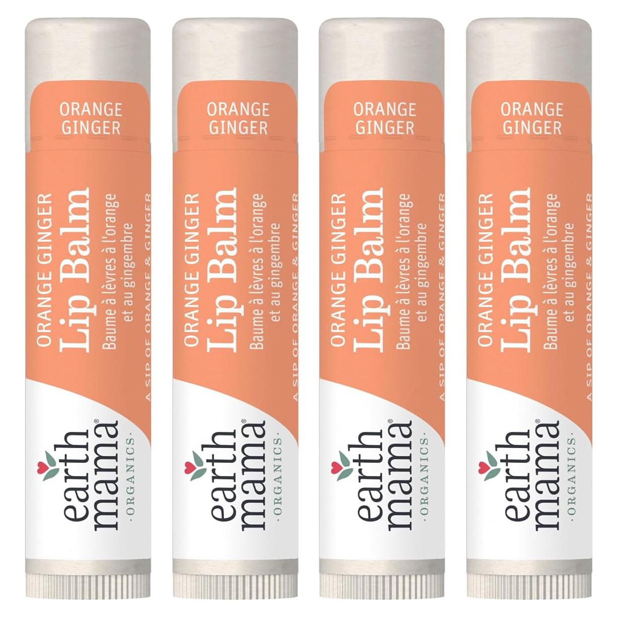Bálsamo Labial Earth Mama Naranja Jengibre 4-Pack Hidratante