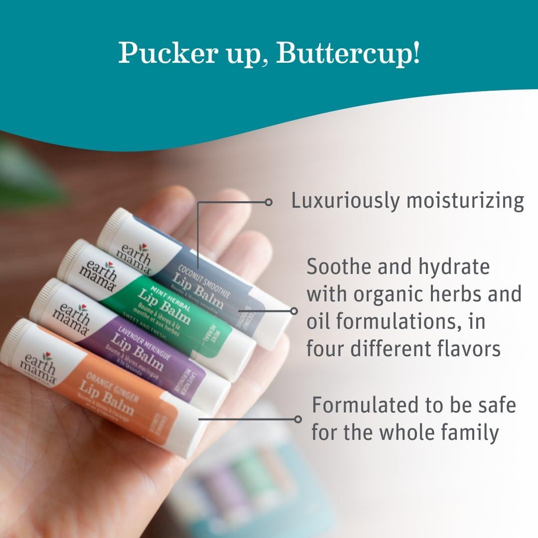 Bálsamo Labial Earth Mama Naranja Jengibre 4-Pack Hidratante