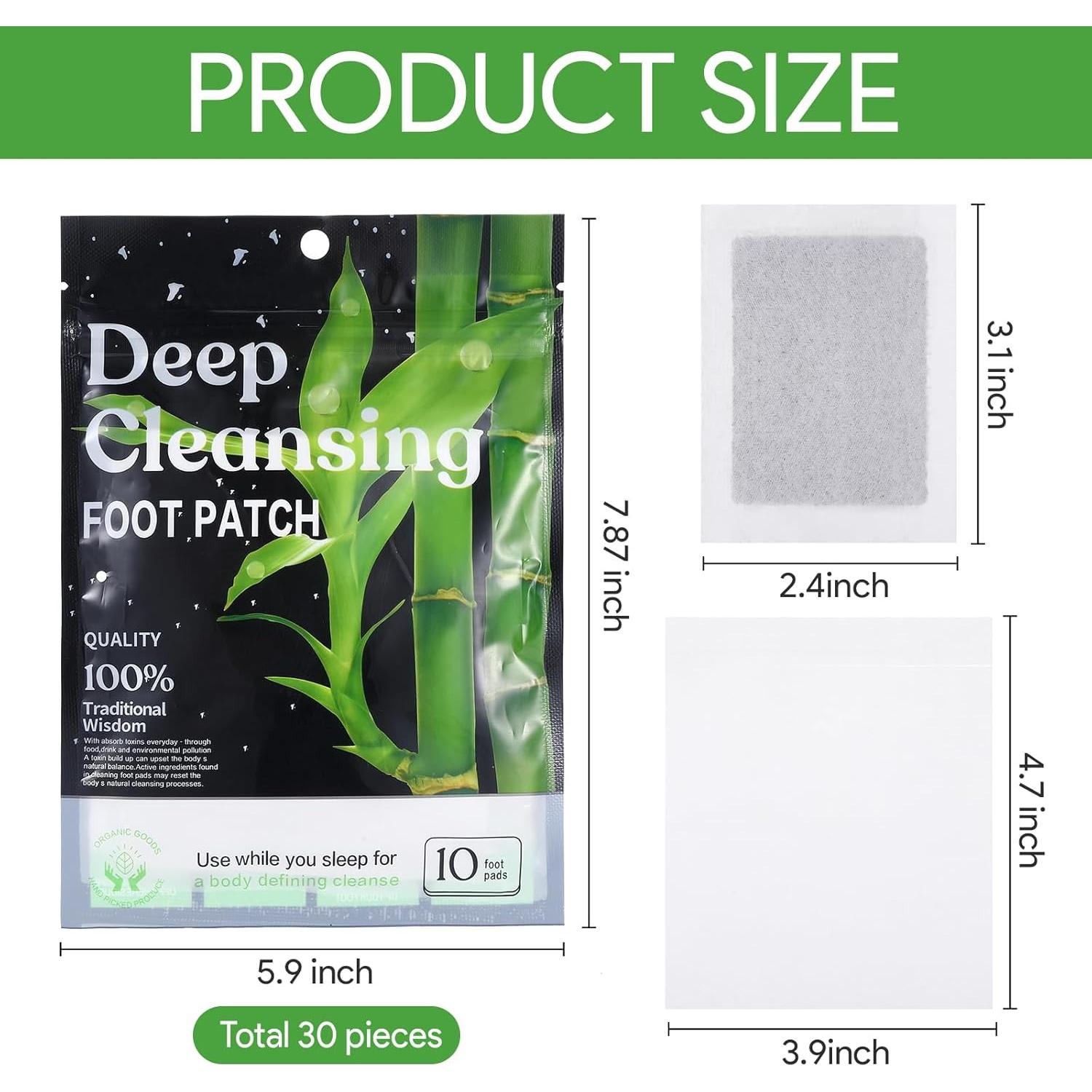 30 Parches de Limpieza Profunda para Pies Yylaiire 8x6 cm