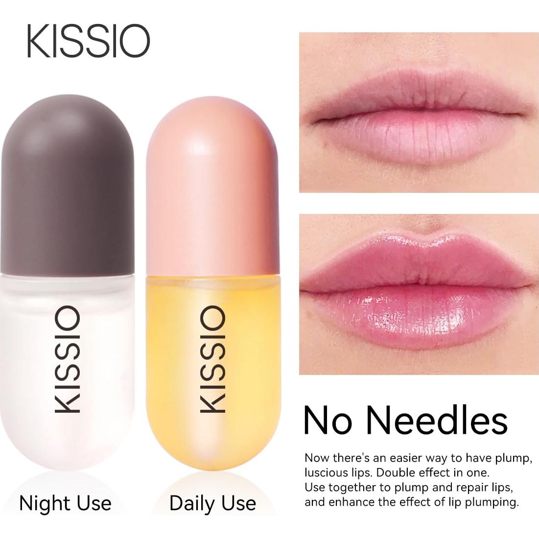 Set de Aumento de Labios KISSIO 2PCS Hidratante Diurno y Nocturno